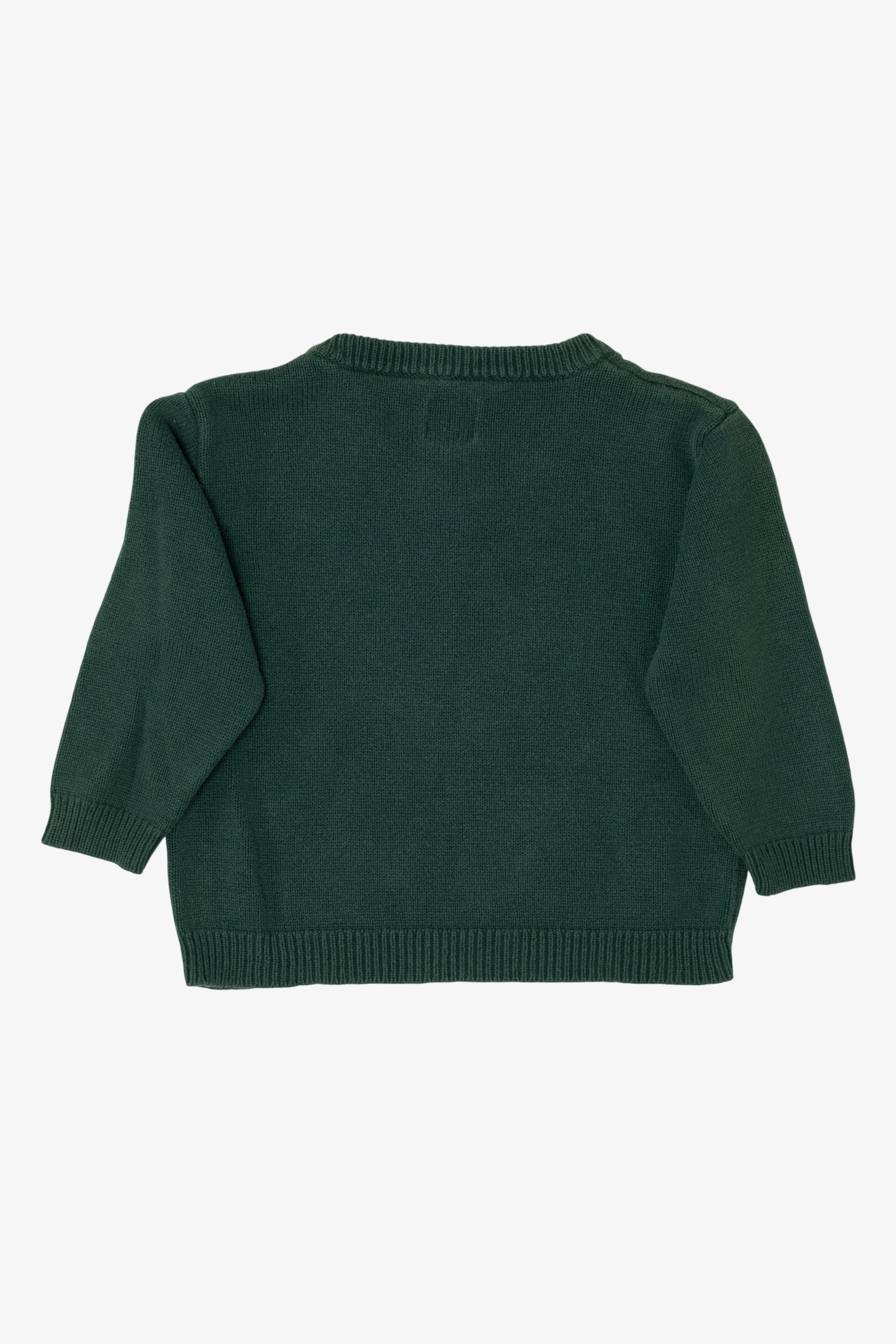 Vintage Kids Dark Green Arrow Bear Ugly Christmas Pullover (1990s)