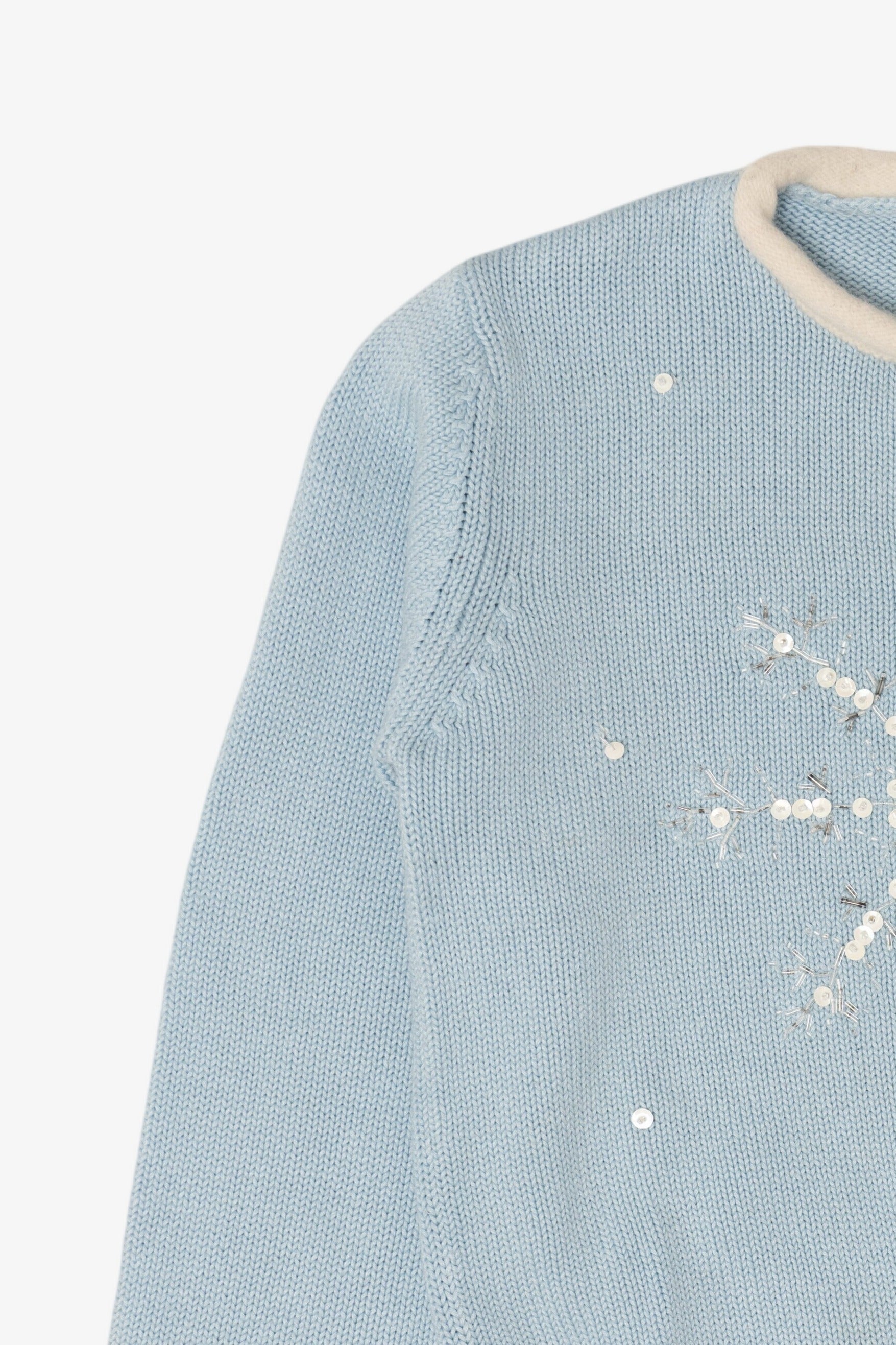 Kids Vintage Baby Blue Lydia Jane Snowflakes Ugly Christmas Pullover (1990s)