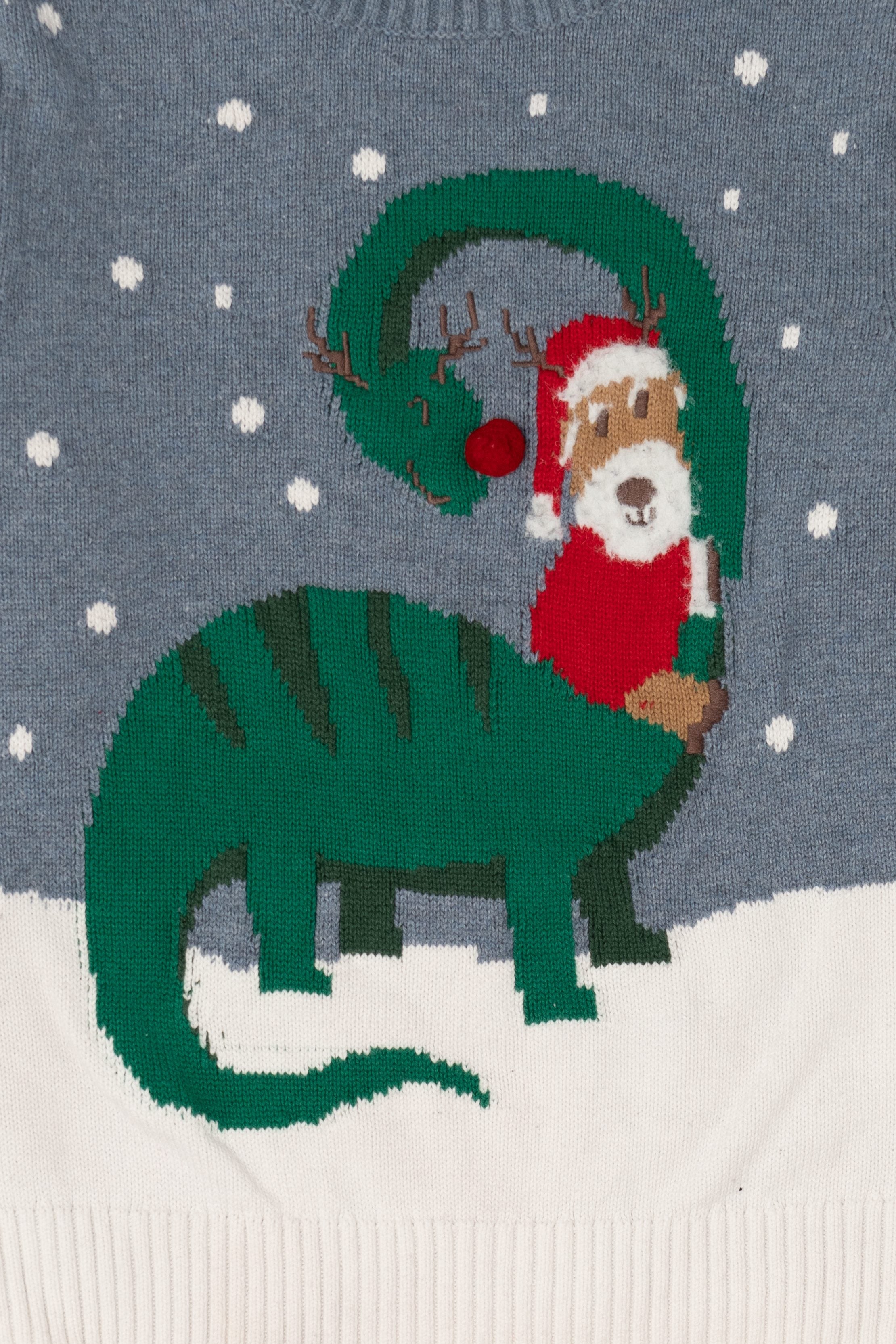 Blue H&M Santa And Dinosaur Ugly Christmas Pullover (2010s)