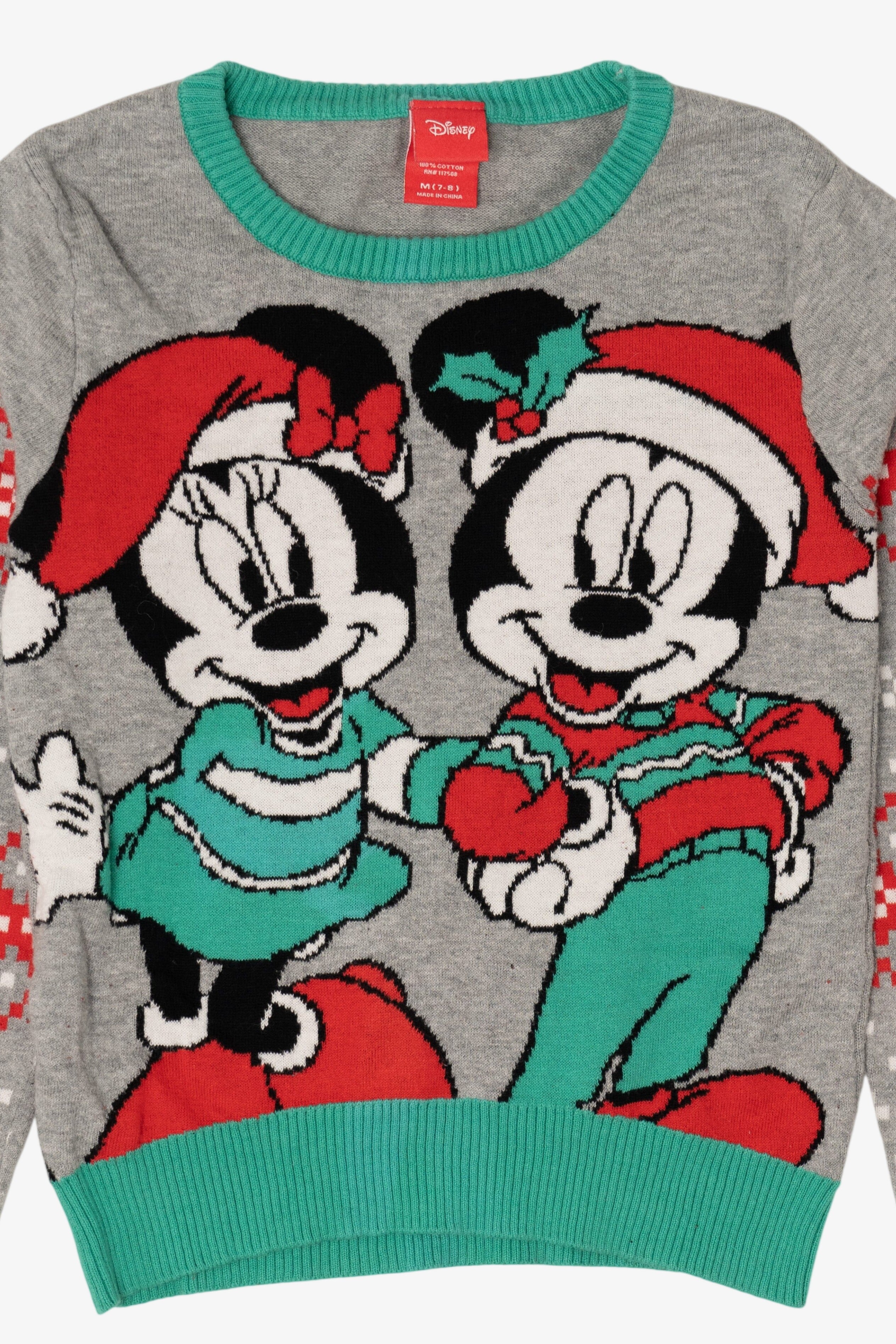 Kids Gray Disney Mickey And Minnie Mouse Ugly Christmas Pullover (2010s)