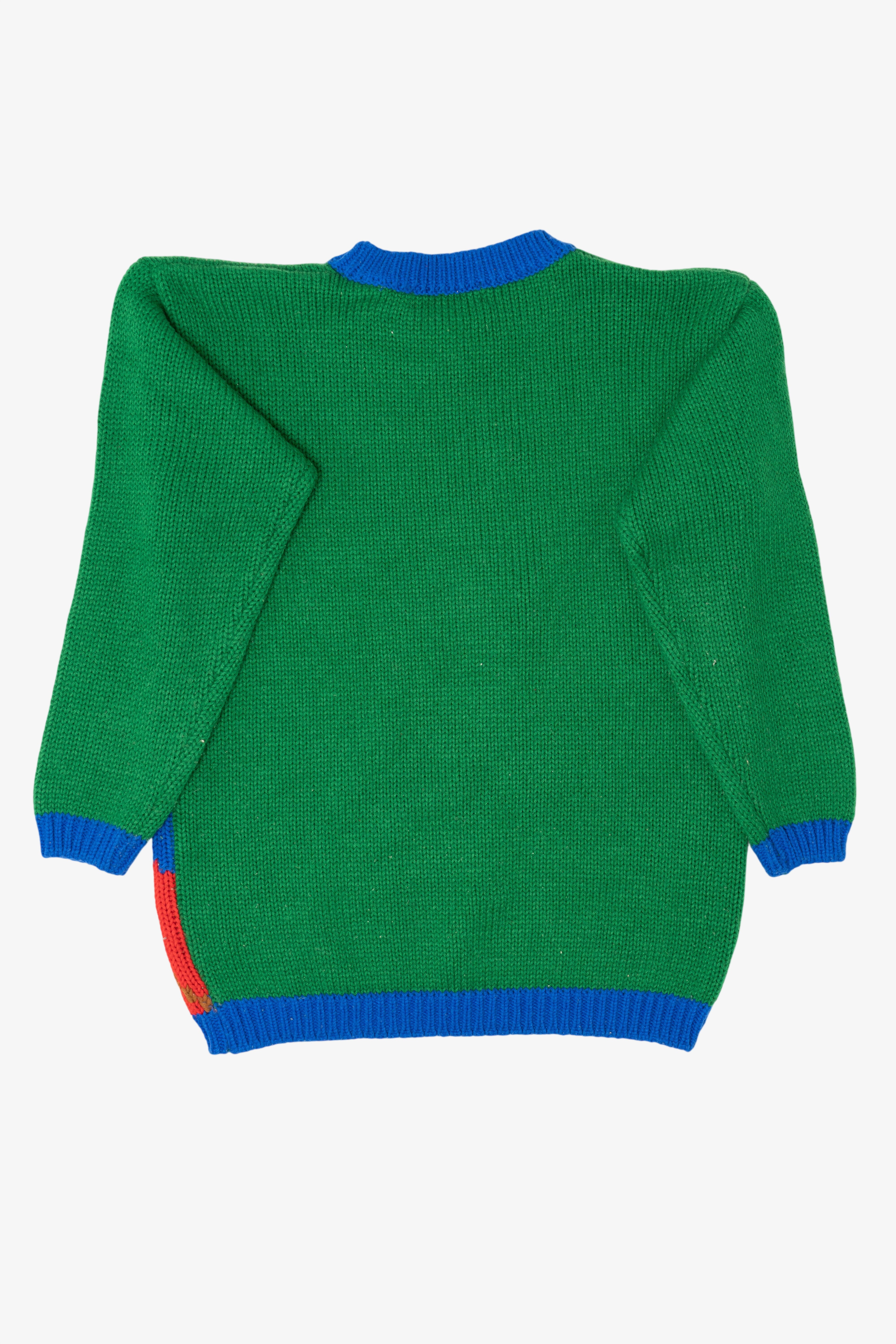 Vintage Green Bravo! Teddy Bear Ugly Christmas Pullover (1990s)