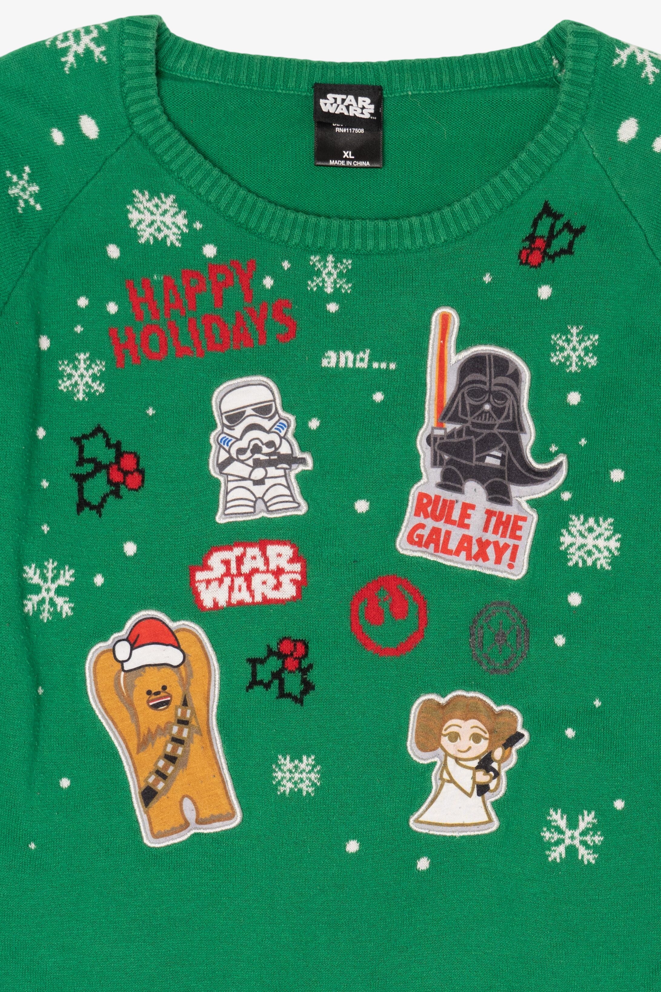 Kids Green Star Wars Ugly Christmas Pullover (2010s)