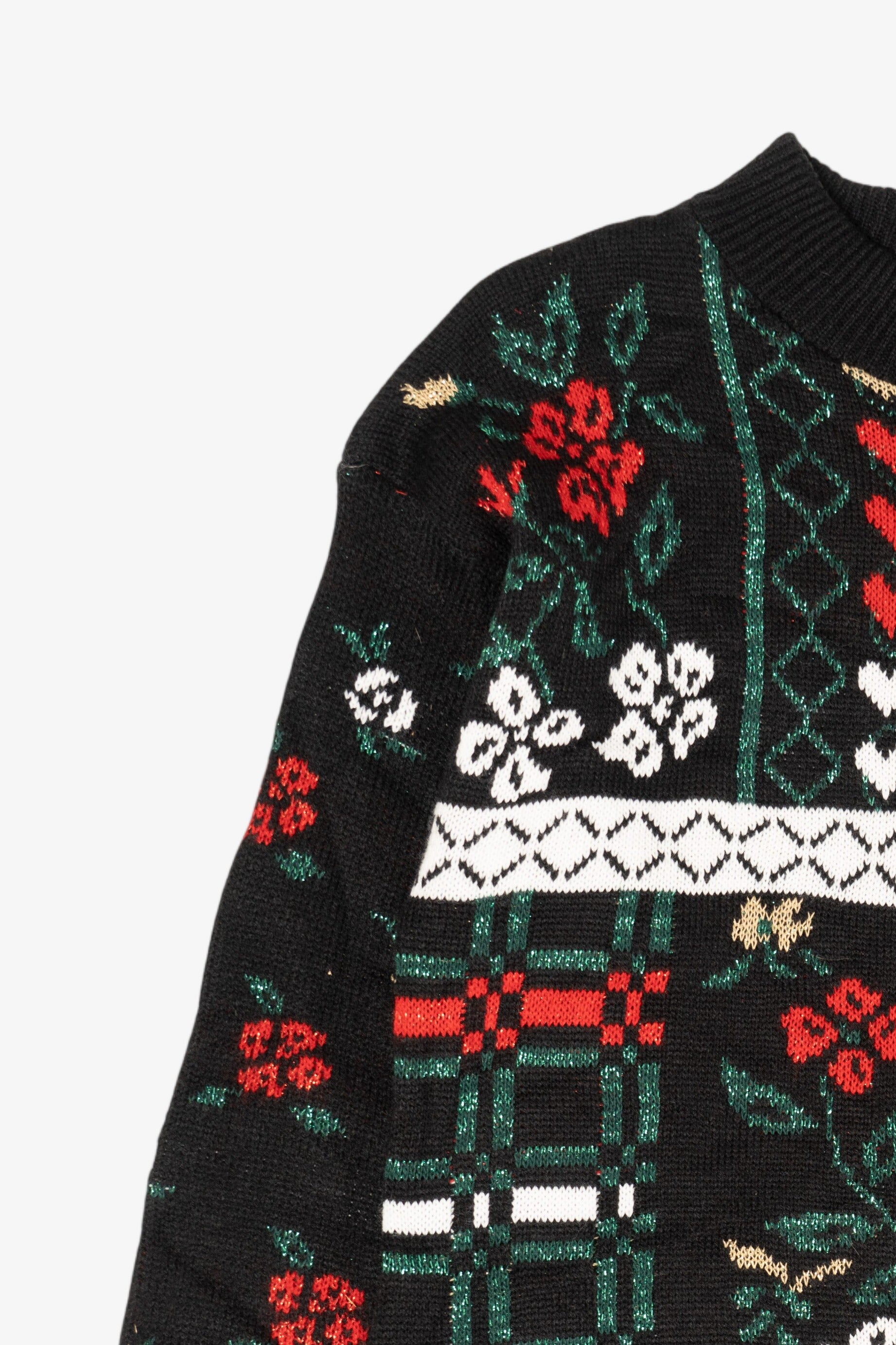 Vintage Black Mathias Flowers Ugly Christmas Pullover (1980s)