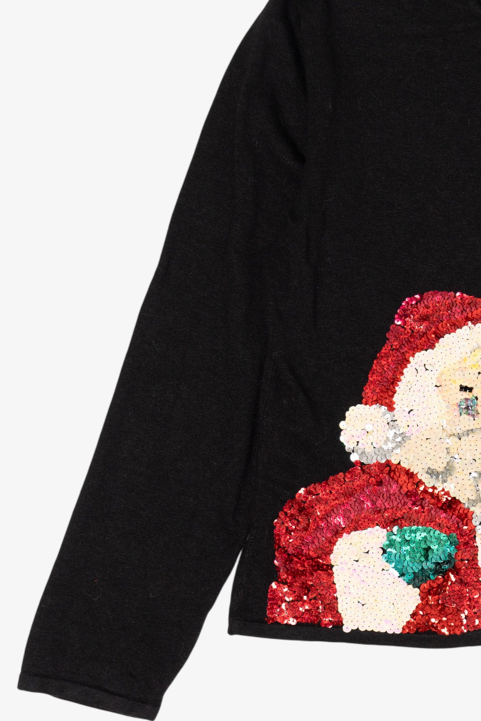 Vintage Black Heirloom Collectible Santa Sequin Ugly Christmas Pullover (2000s)