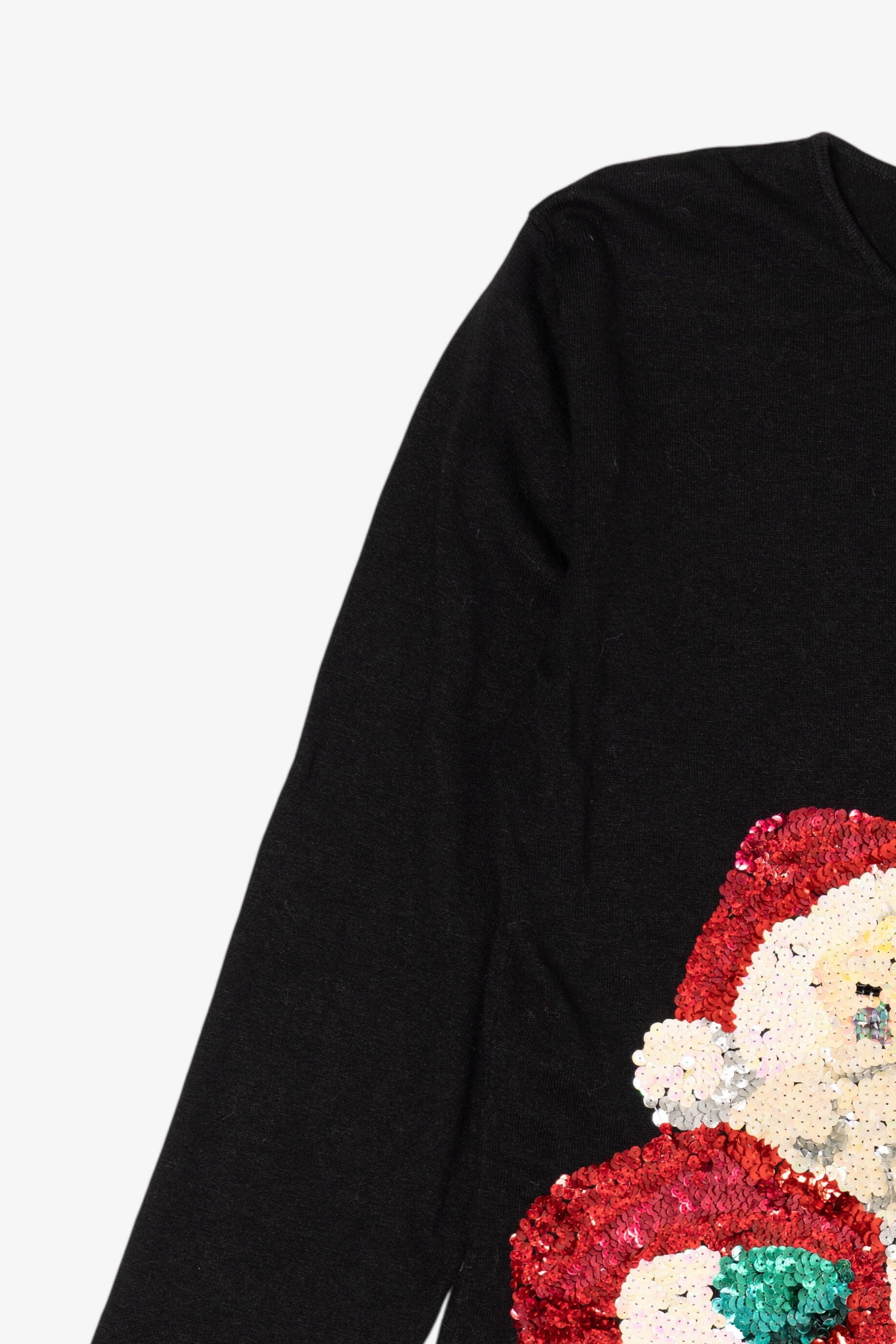 Vintage Black Heirloom Collectible Santa Sequin Ugly Christmas Pullover (2000s)