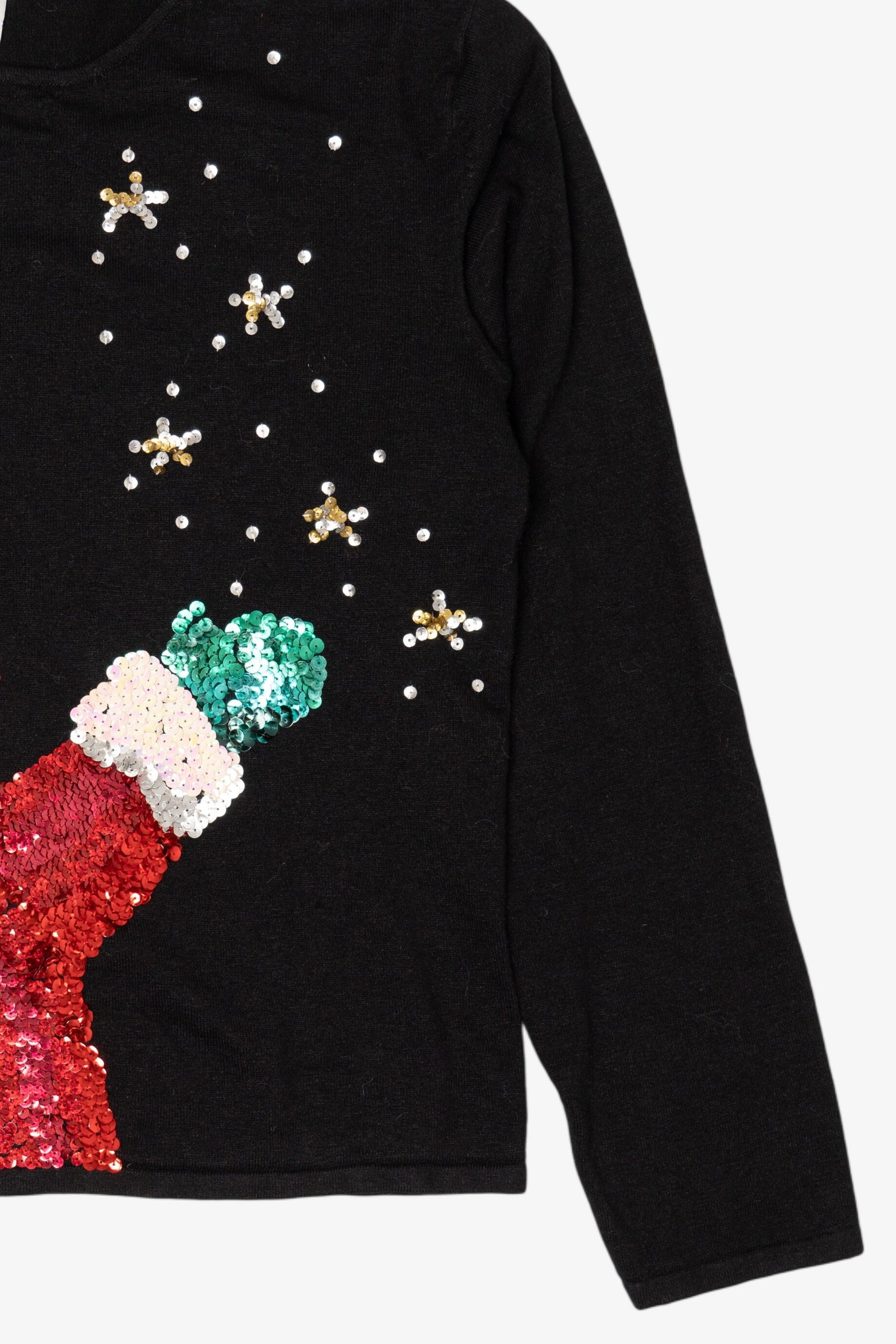Vintage Black Heirloom Collectible Santa Sequin Ugly Christmas Pullover (2000s)