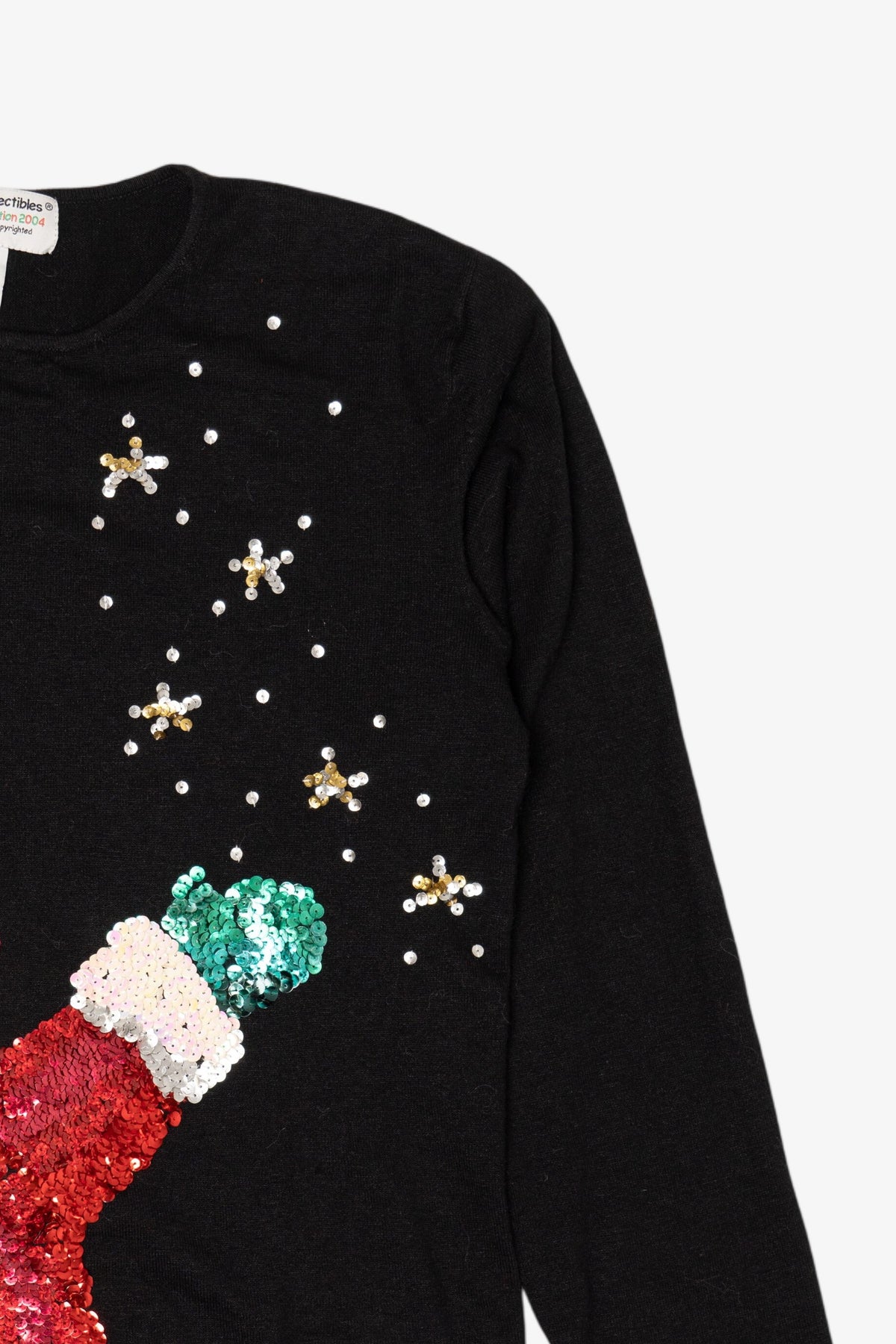 Vintage Black Heirloom Collectible Santa Sequin Ugly Christmas Pullover (2000s)