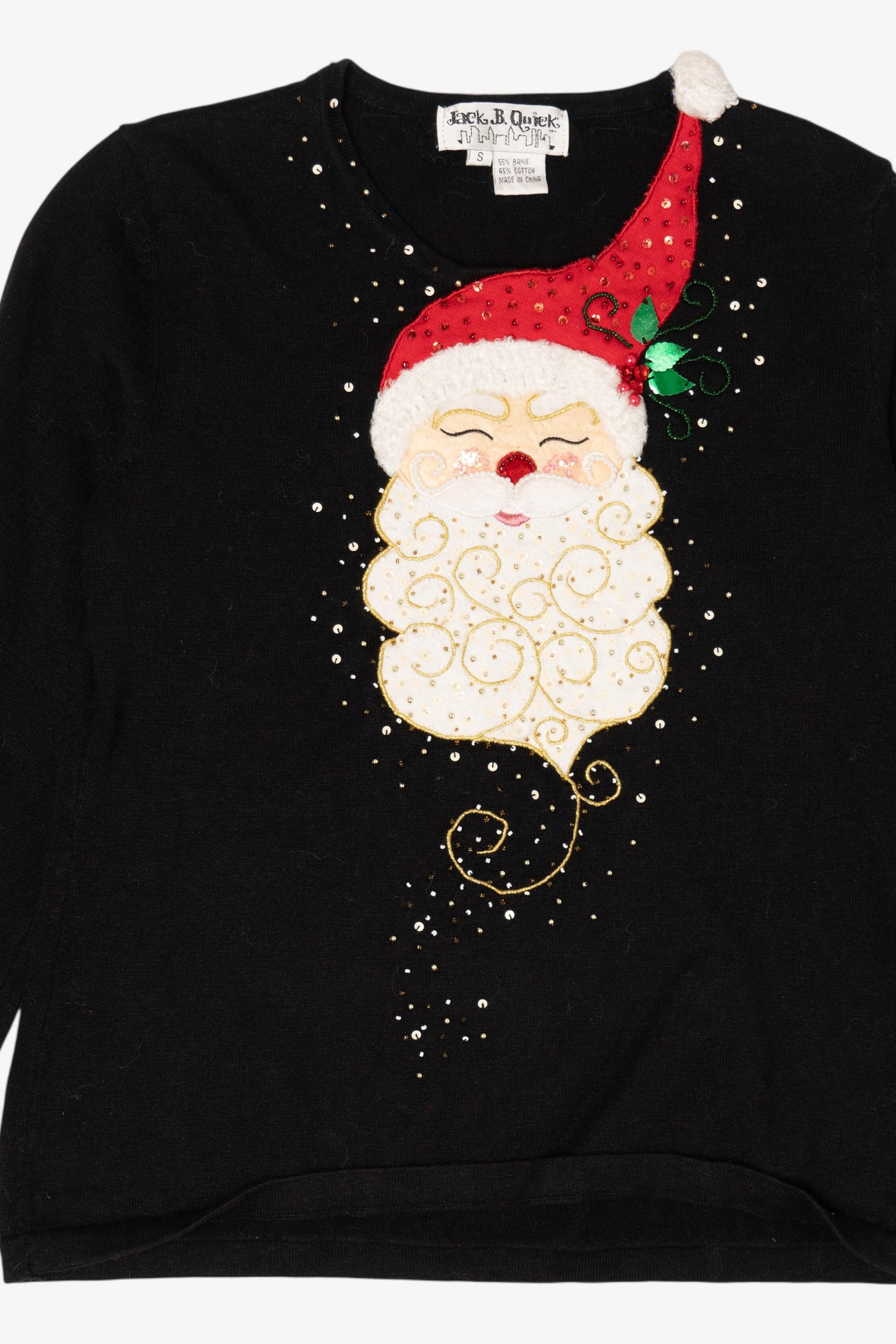 Vintage Black Lightweight Jack B. Quick Santa Ugly Christmas Pullover (2000s)