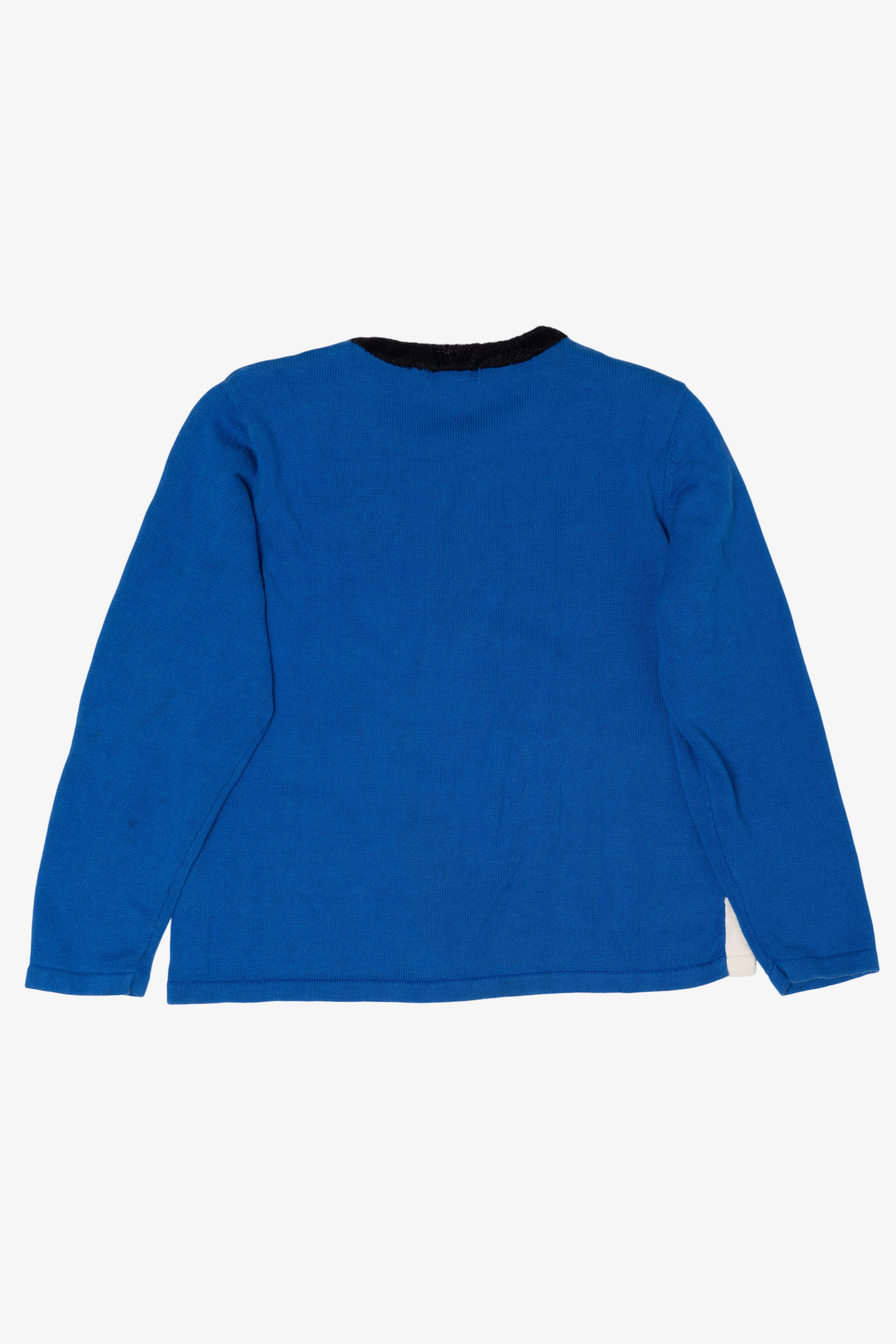 Vintage Blue Bobble Bell Santa's Band Ugly Christmas Pullover (2000s)