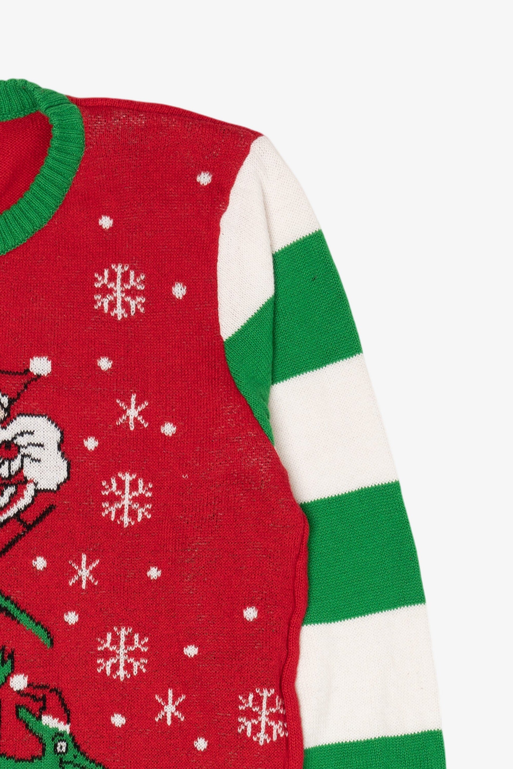 Red Santa On Dinosaur Sleigh Ugly Christmas Pullover (2010s)