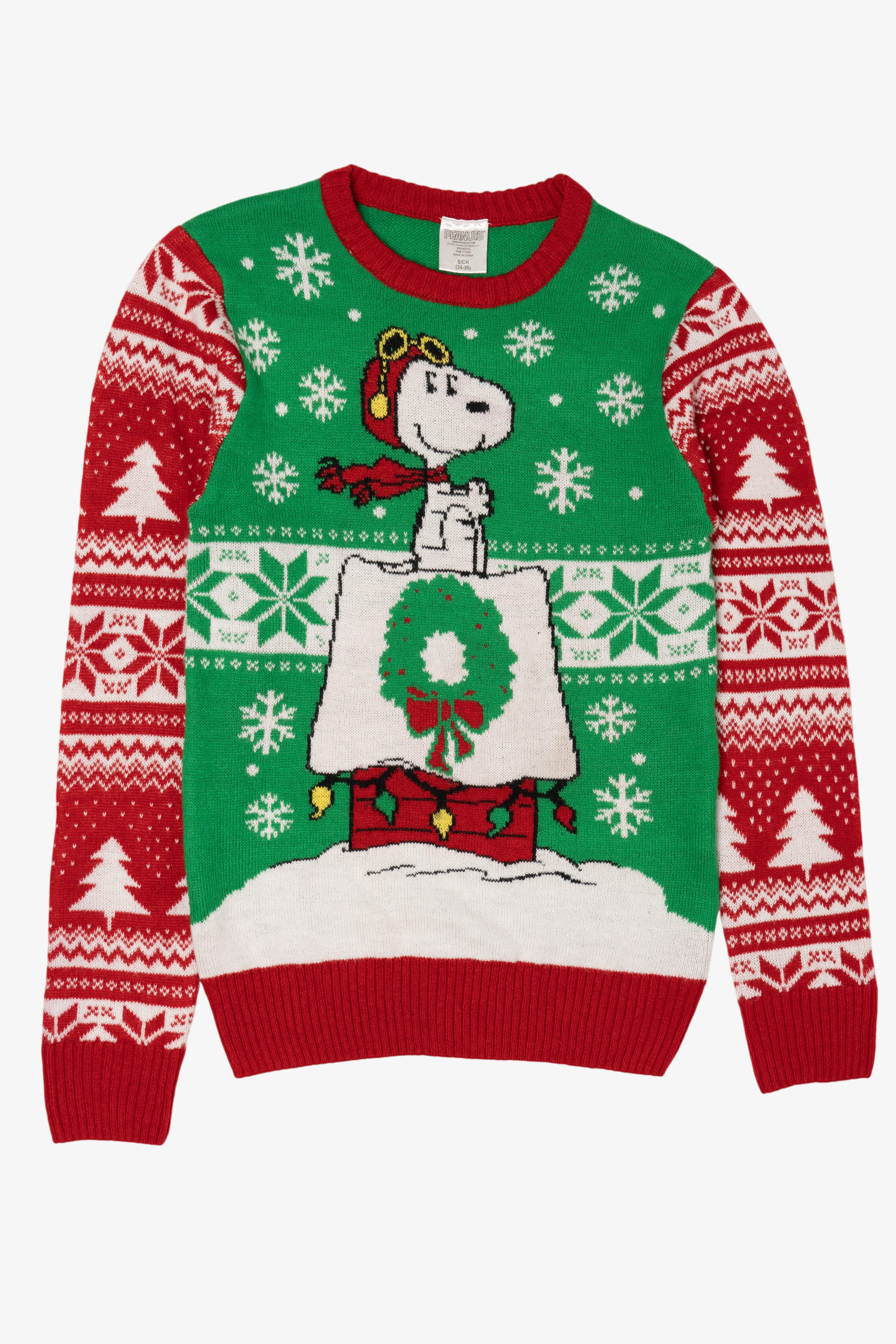 Green Peanuts Snoopy Ugly Christmas Pullover (2020s)