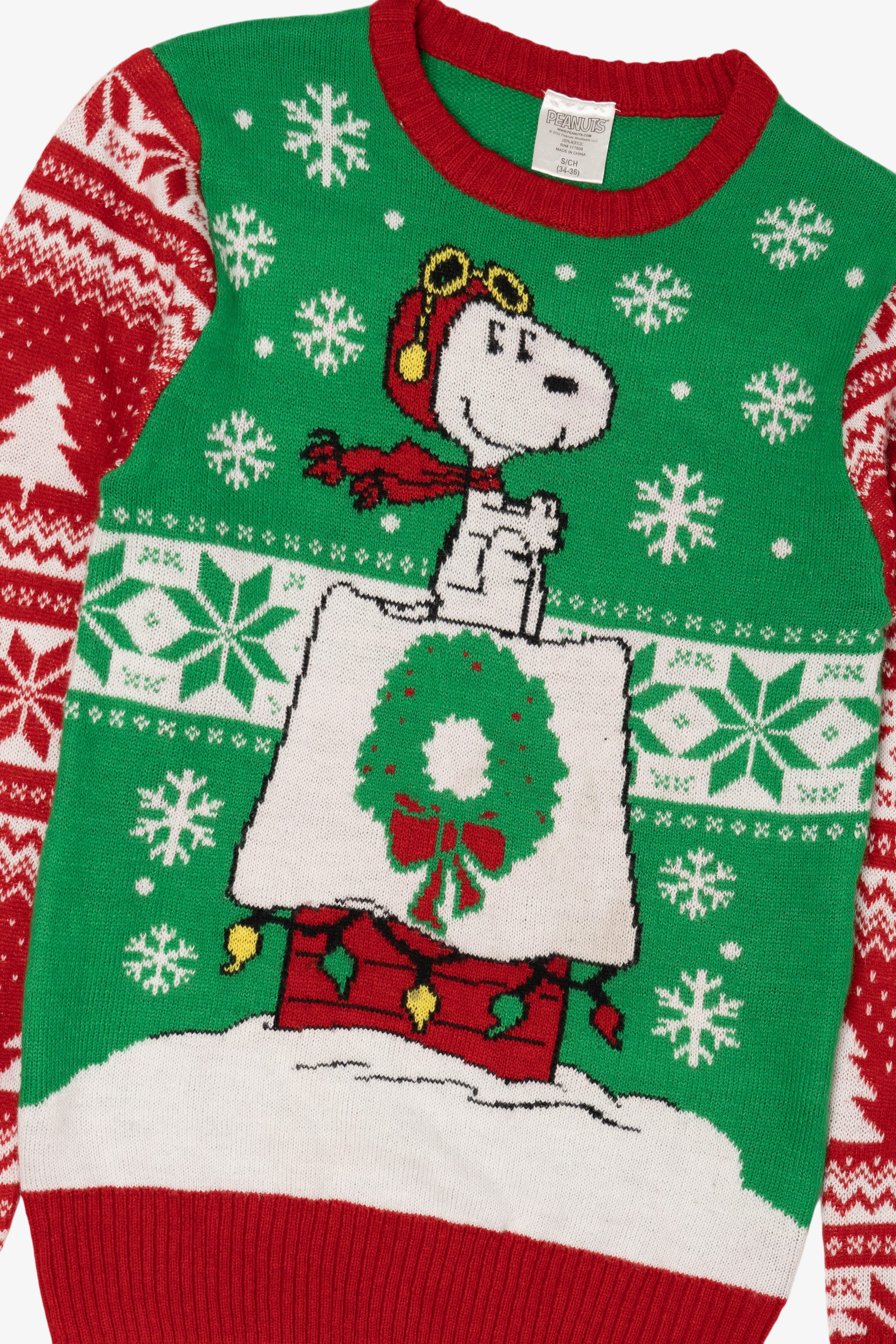 Green Peanuts Snoopy Ugly Christmas Pullover (2020s)