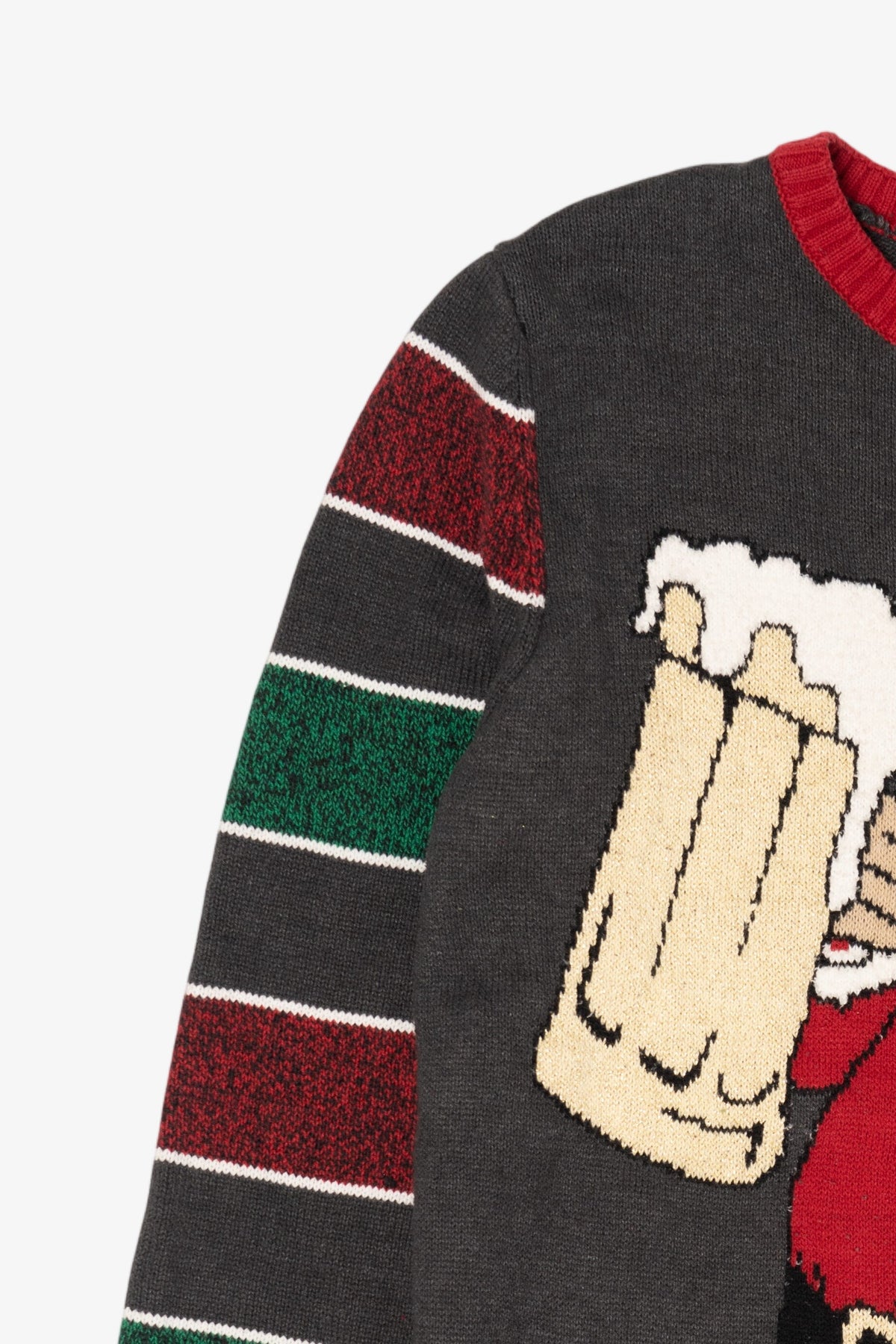 Dark Gray Santa With Beer Ugly Christmas Pullover (2010s)