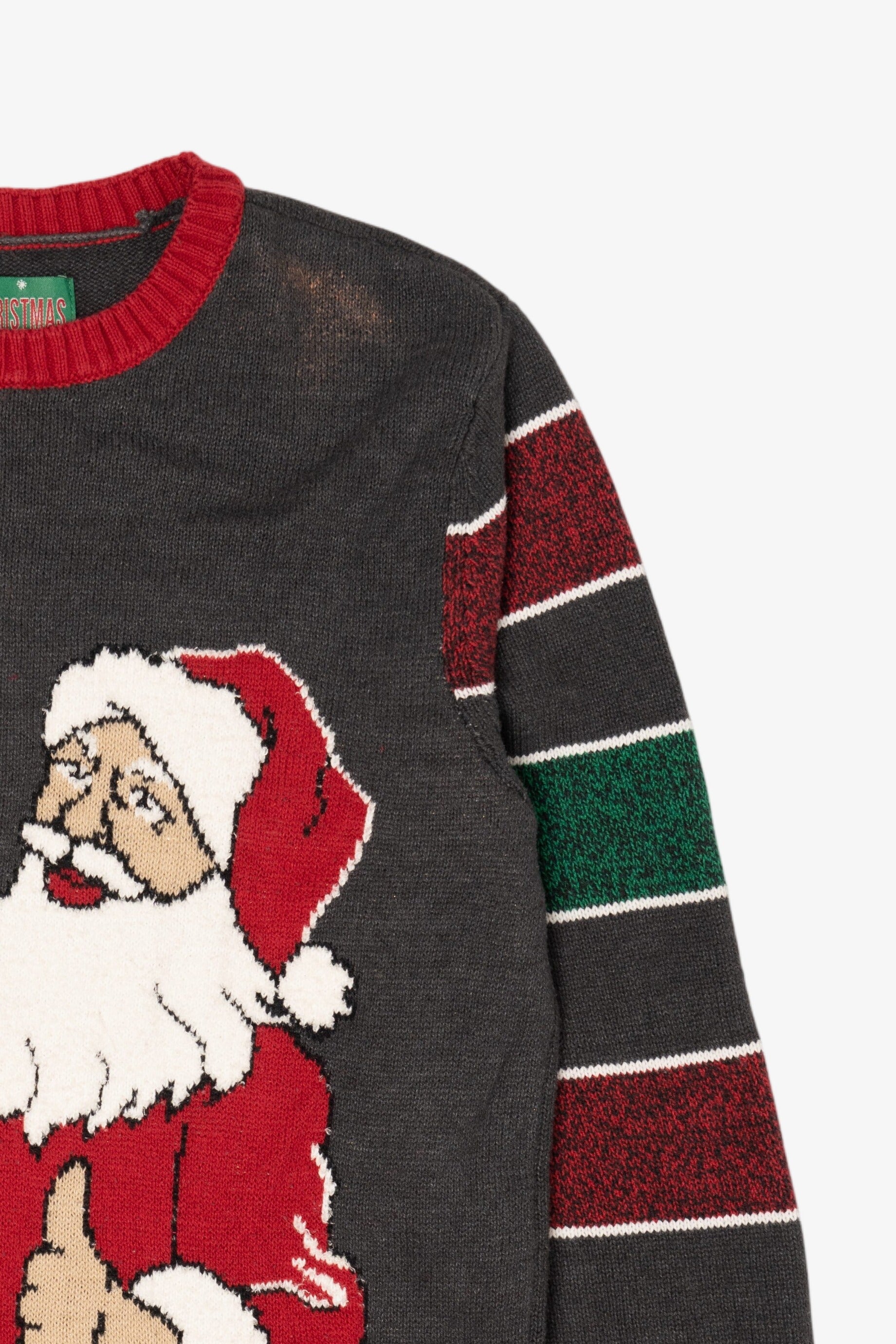 Dark Gray Santa With Beer Ugly Christmas Pullover (2010s)