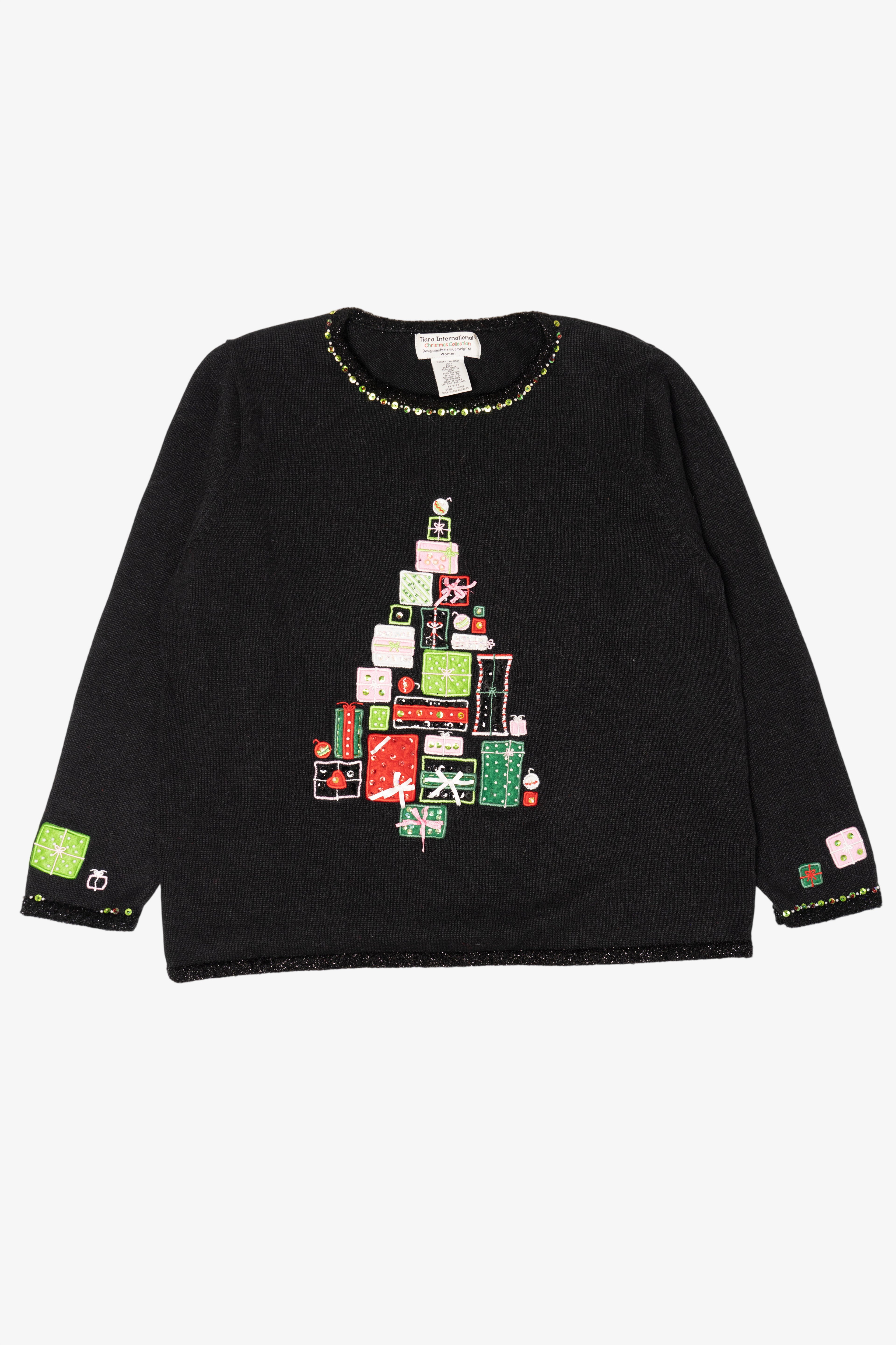Vintage Black Tiara Presents Tree Ugly Christmas Pullover (2000s)