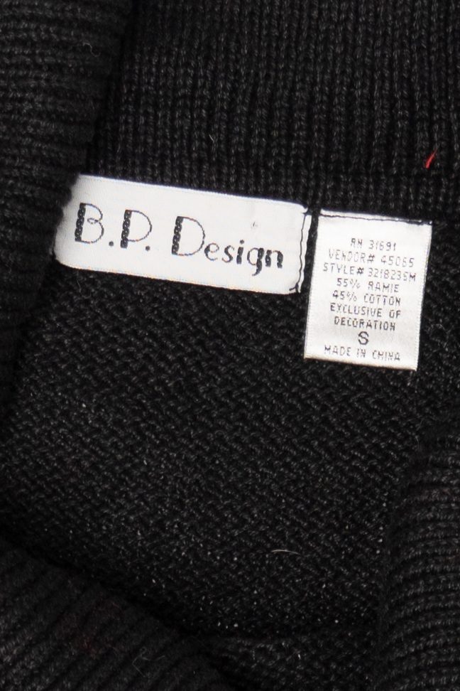 Vintage Black B.P. Design Tree Ugly Christmas Pullover (1990s)