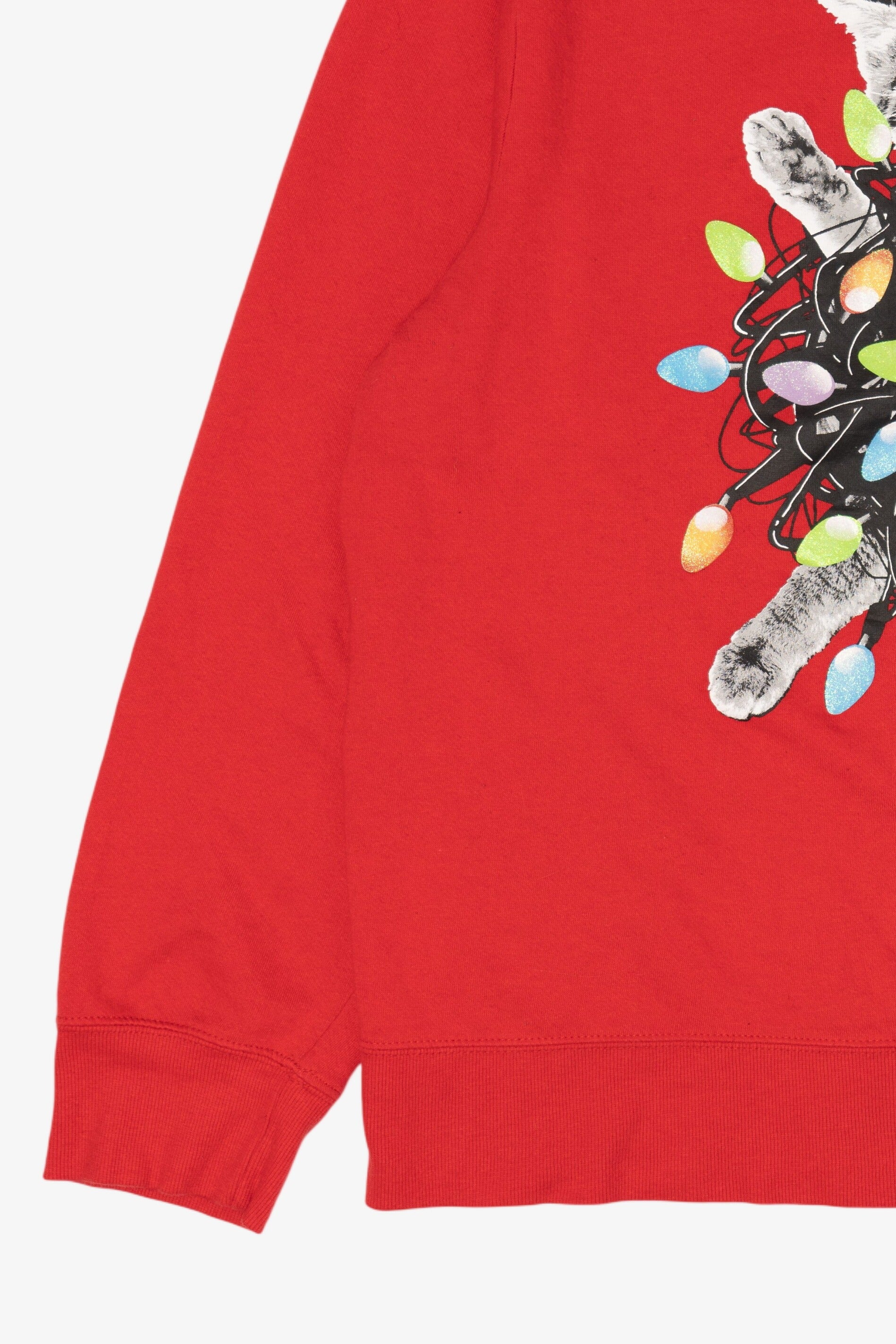 Red Mad Engine Cat In Lights Christmas Sweatshirt (2020s)