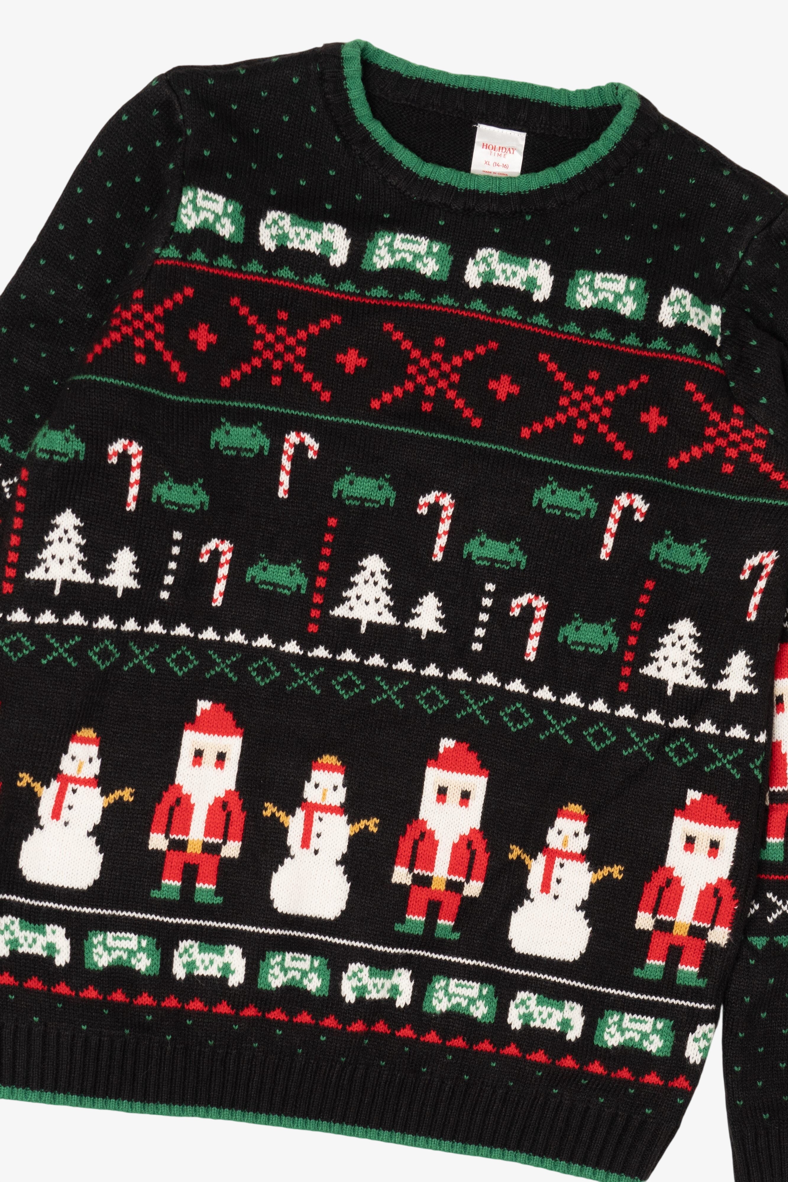 Black Pixel Art Ugly Christmas Sweatshirt (2010s)