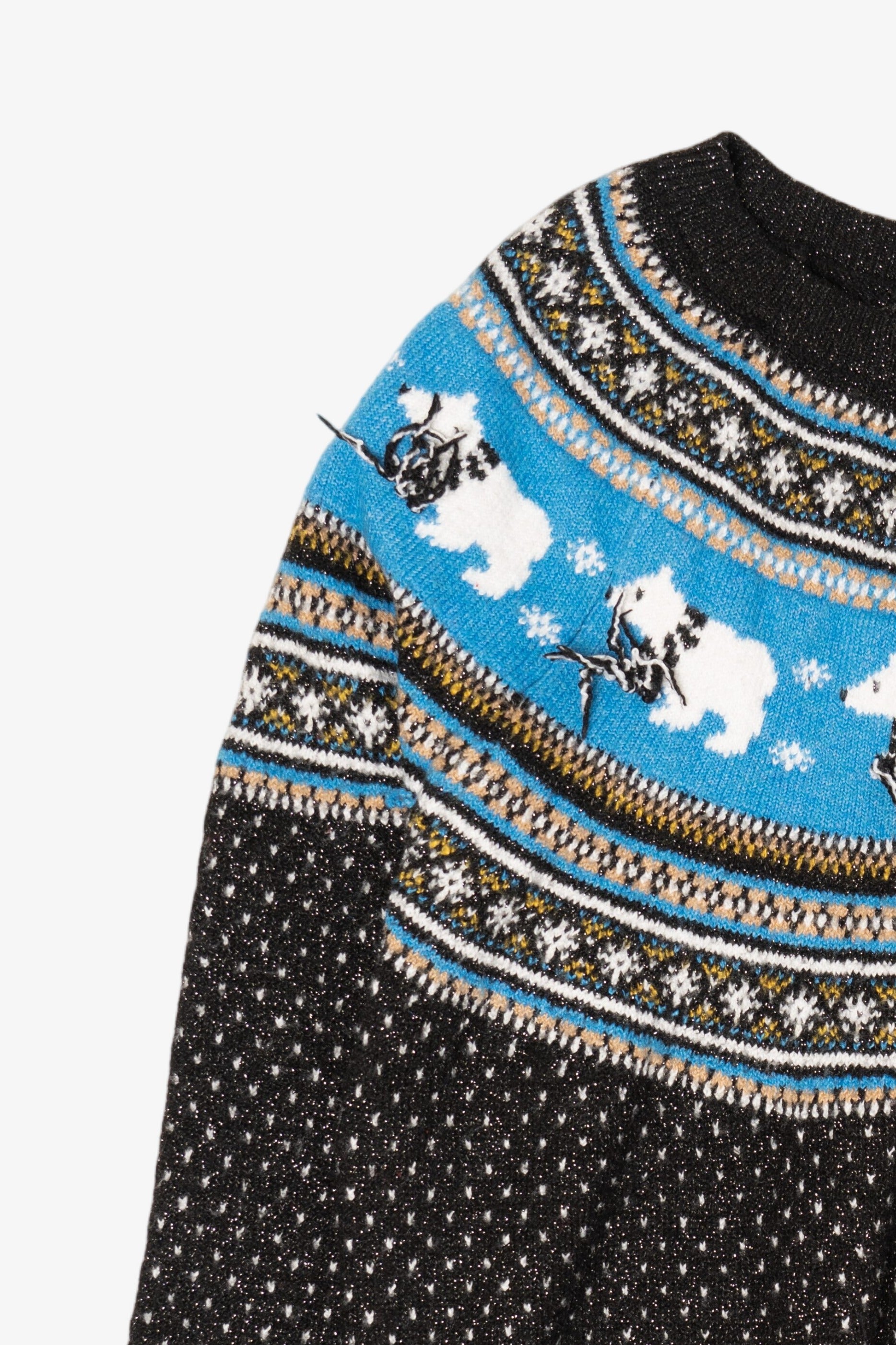 Blue Fair Isle Polar Bears Ugly Christmas Pullover (2010s)