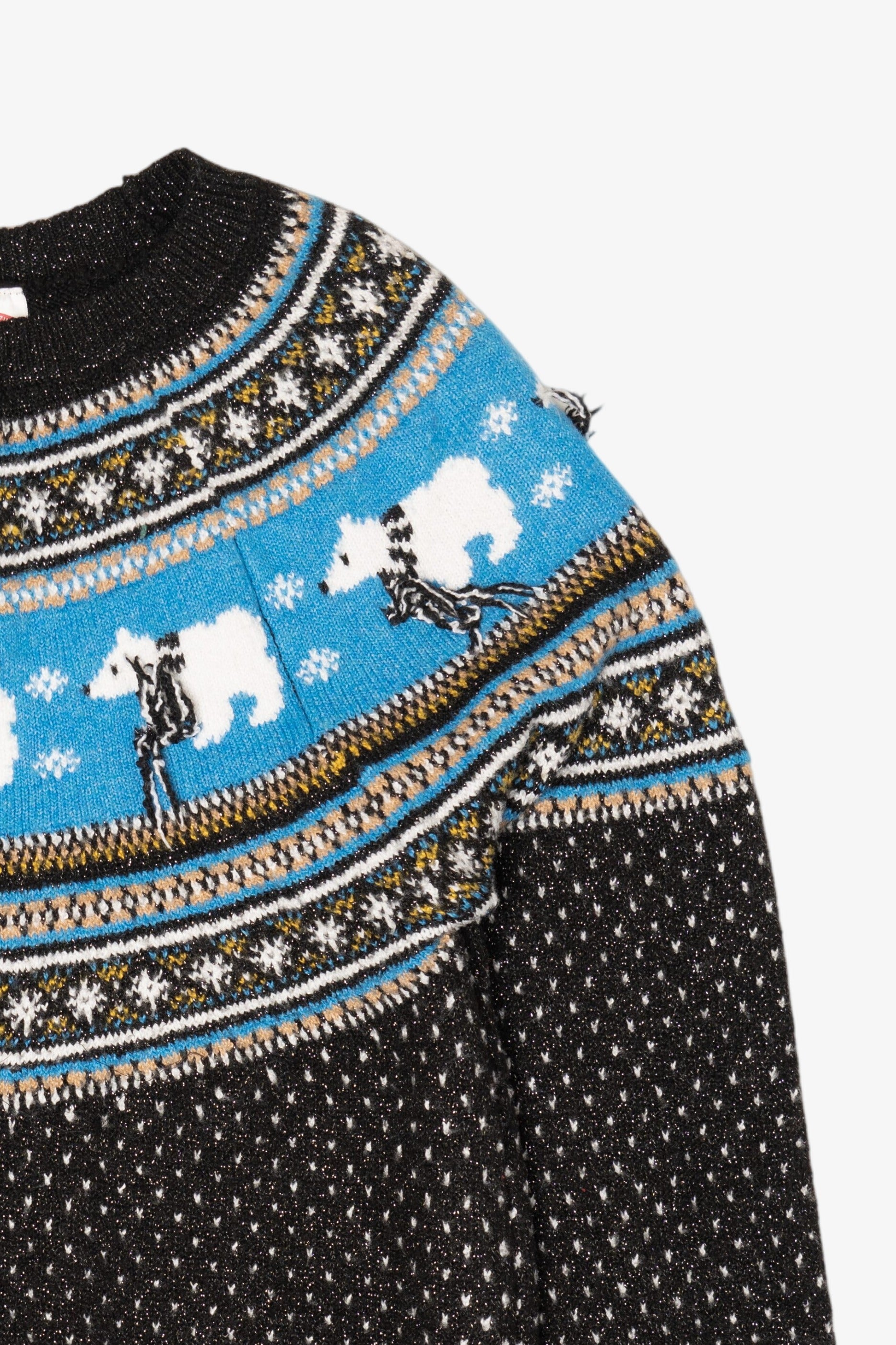 Blue Fair Isle Polar Bears Ugly Christmas Pullover (2010s)