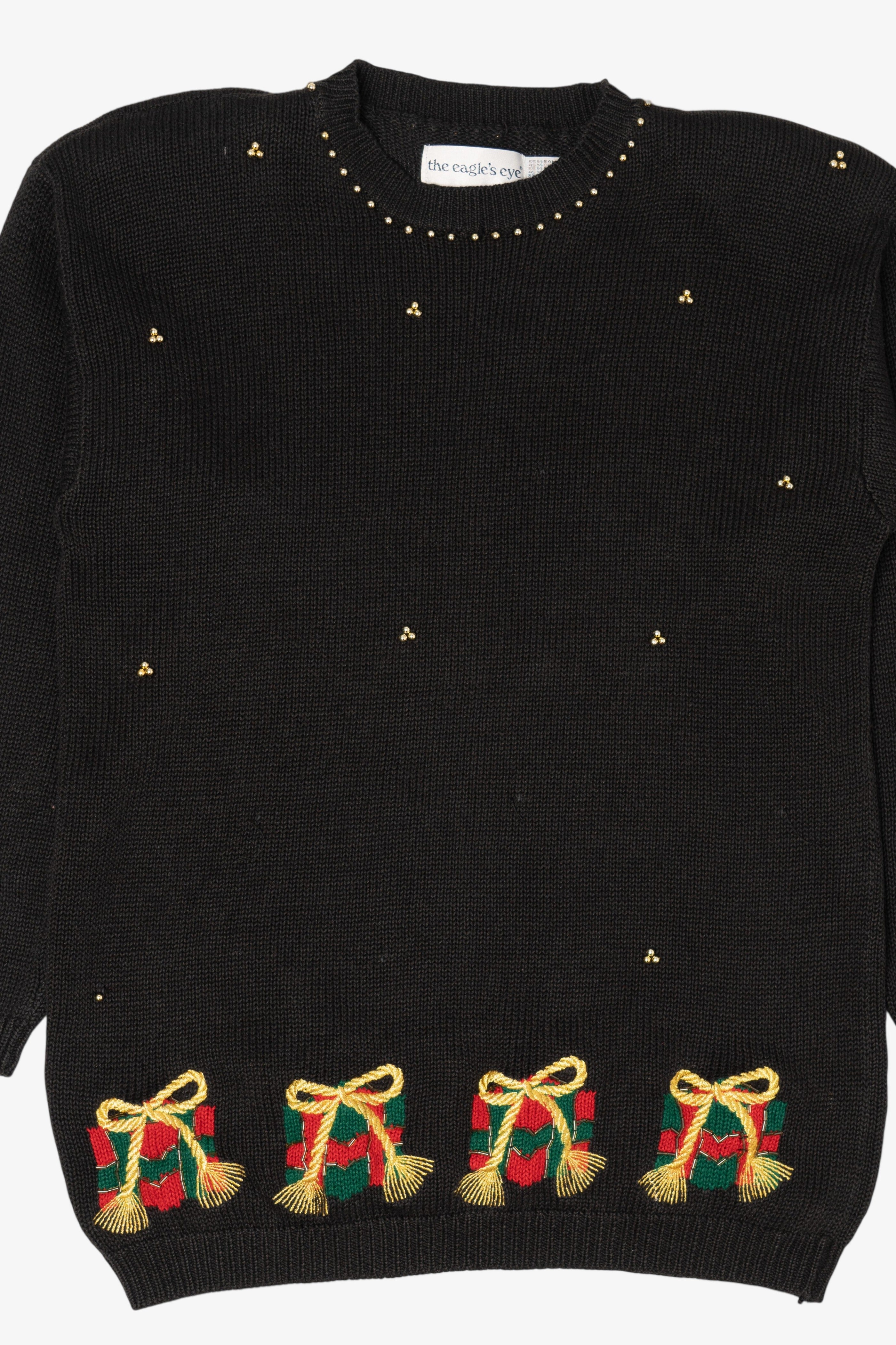 Vintage Black Eagle's Eye Presents Ugly Christmas Pullover (1990s)