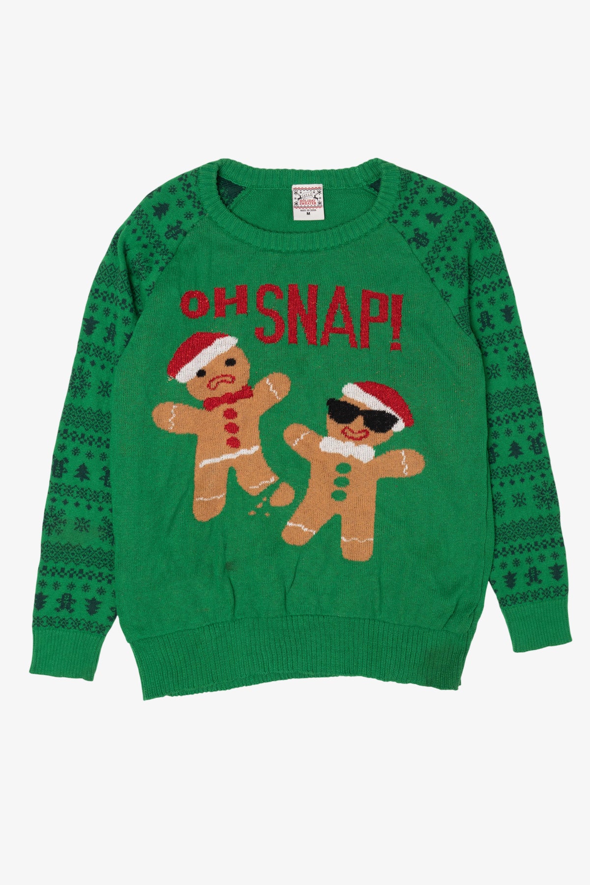 Green "Oh Snap!" Gingerbread Ugly Christmas Pullover (2010s)