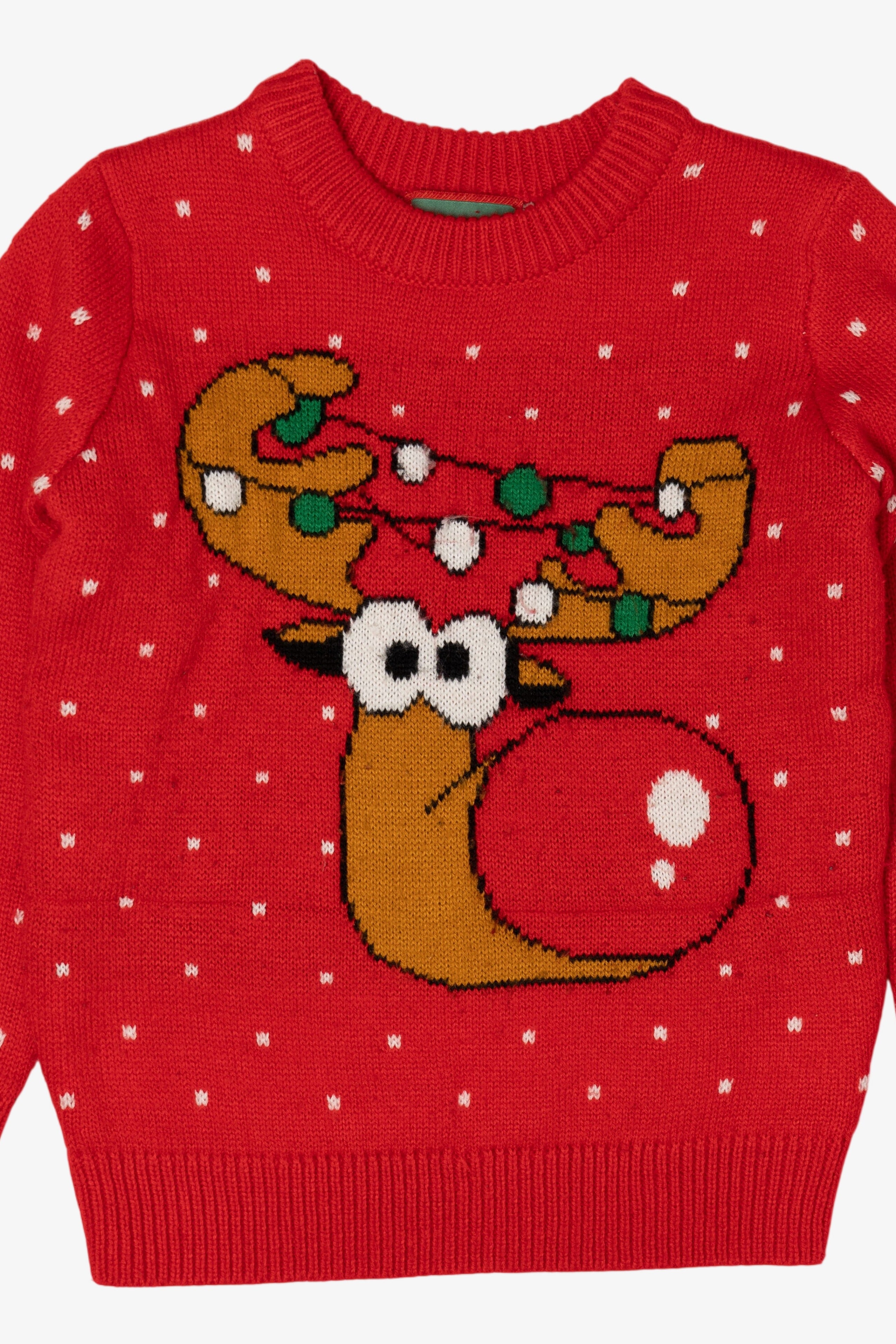 Kids Red TStars Reindeer Ugly Christmas Pullover (2020s)