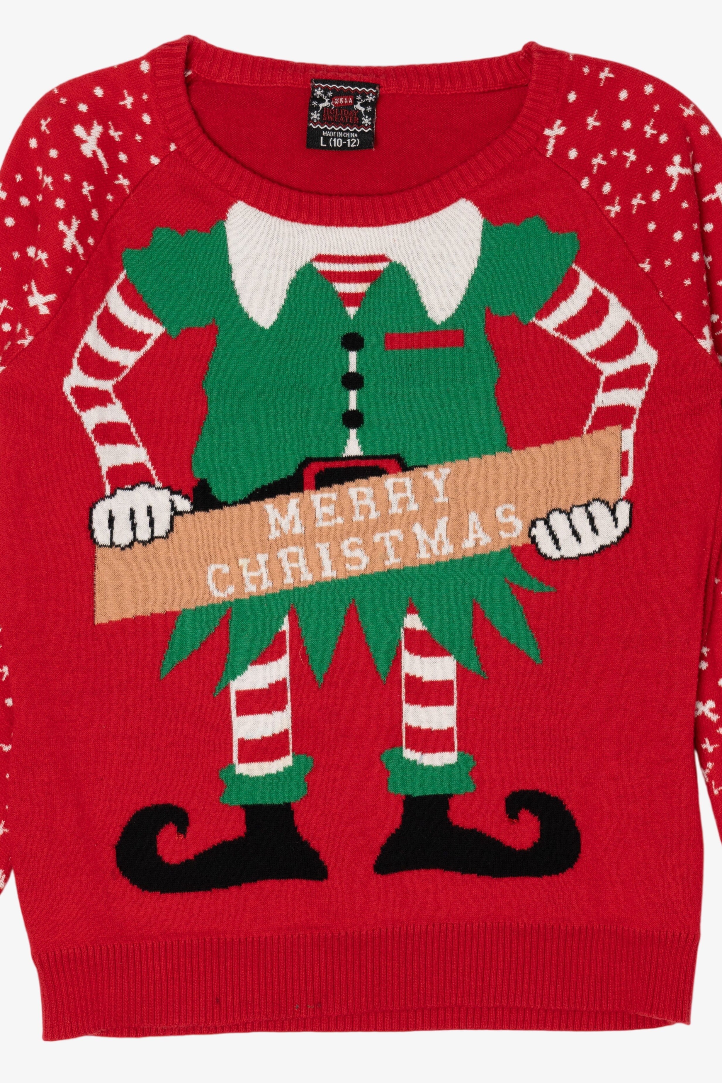 Kids Red Holiday Sweater Elf Christmas Pullover (2010s)