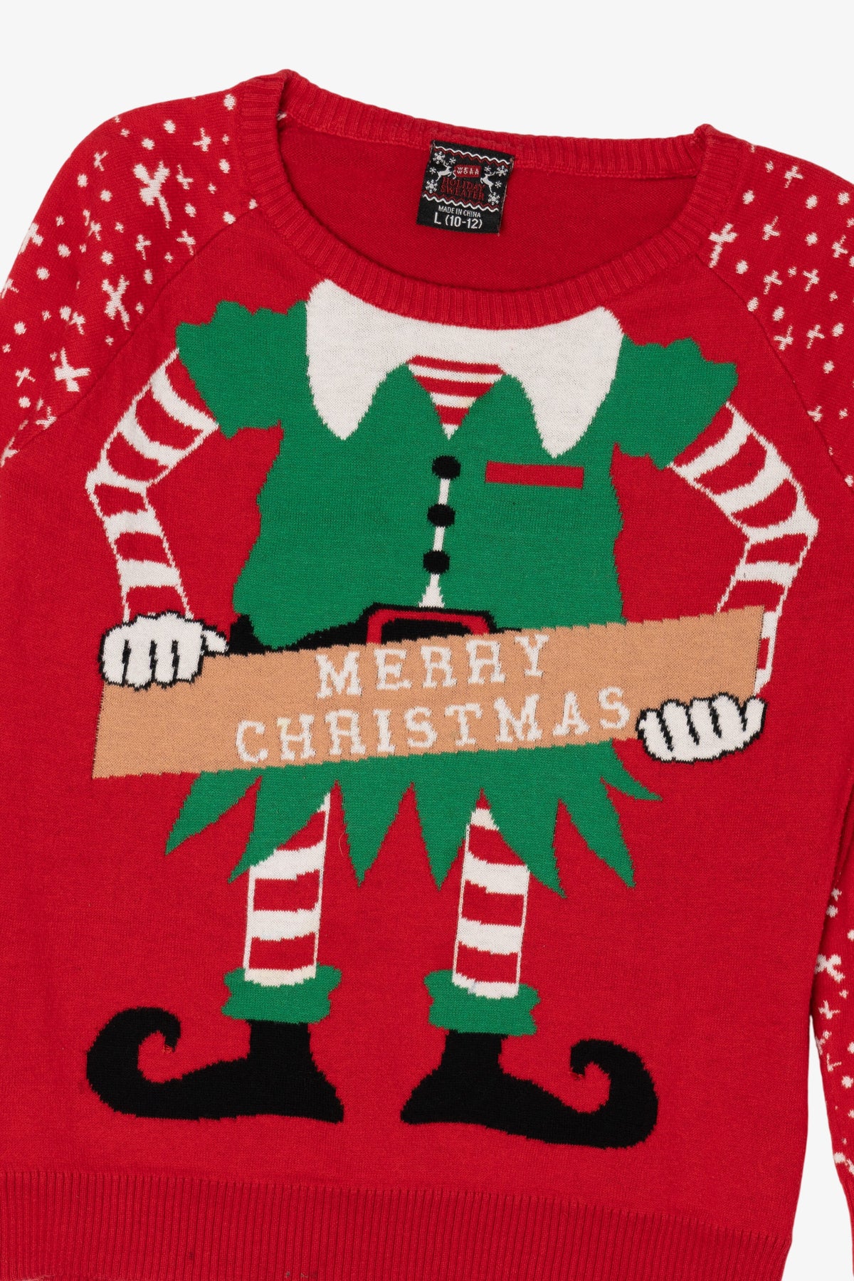 Kids Red Holiday Sweater Elf Christmas Pullover (2010s)