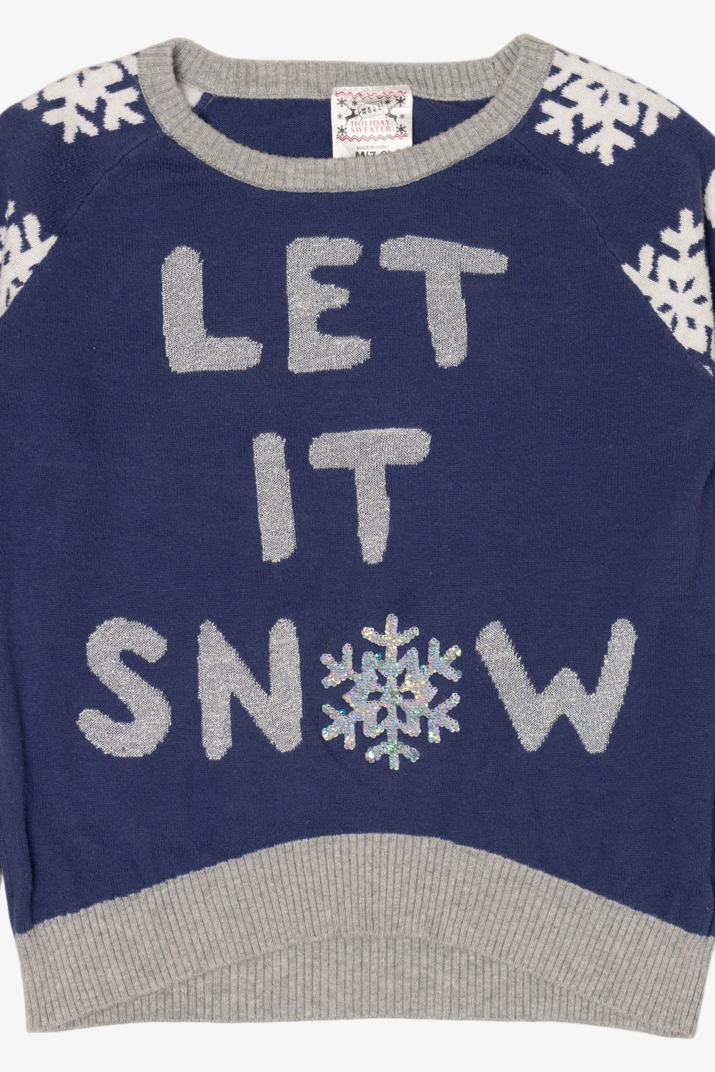 Kids "Let It Snow" Snowflakes Christmas Pullover (2020s)
