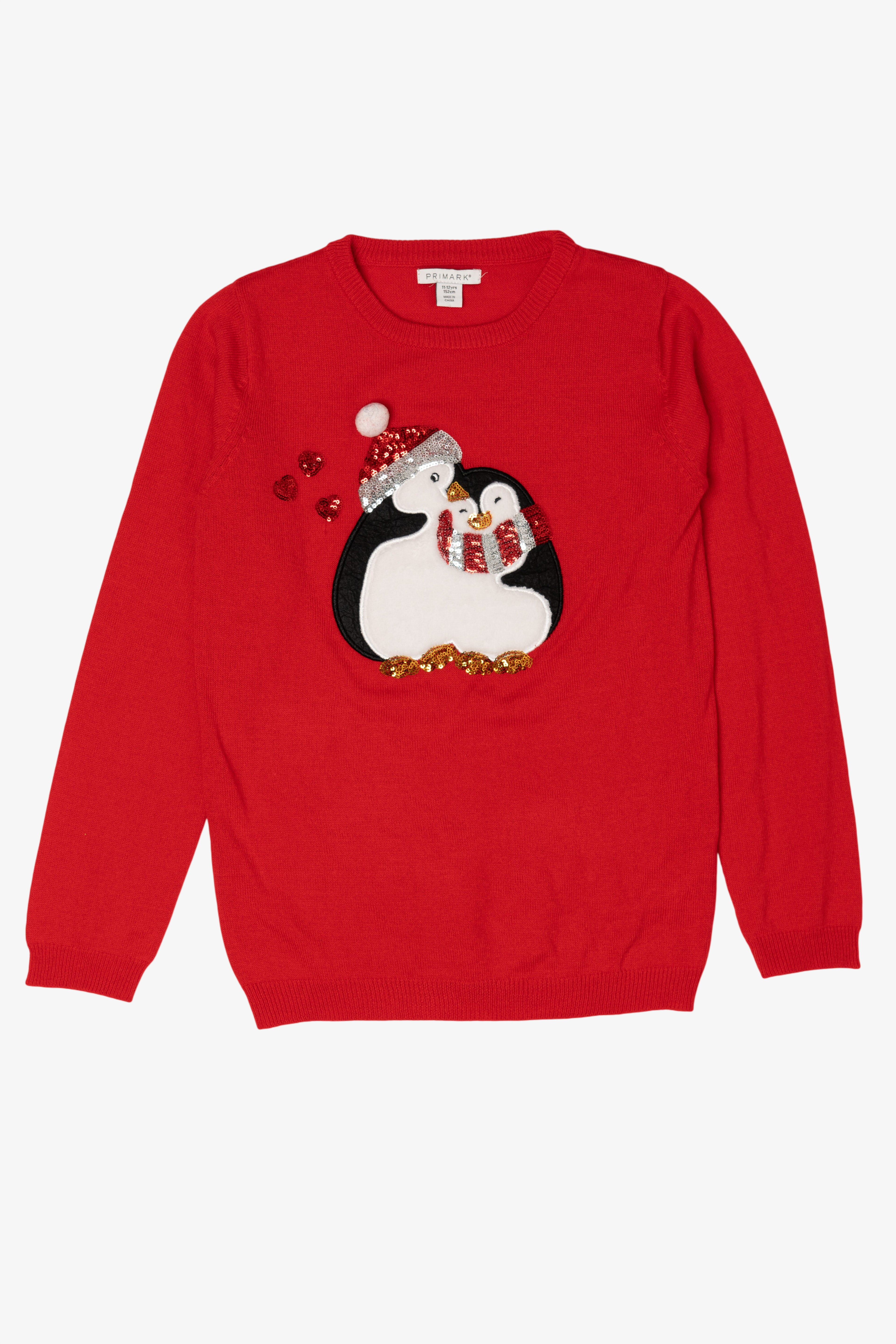 Kids Red Primark Penguins Ugly Christmas Pullover (2010s)