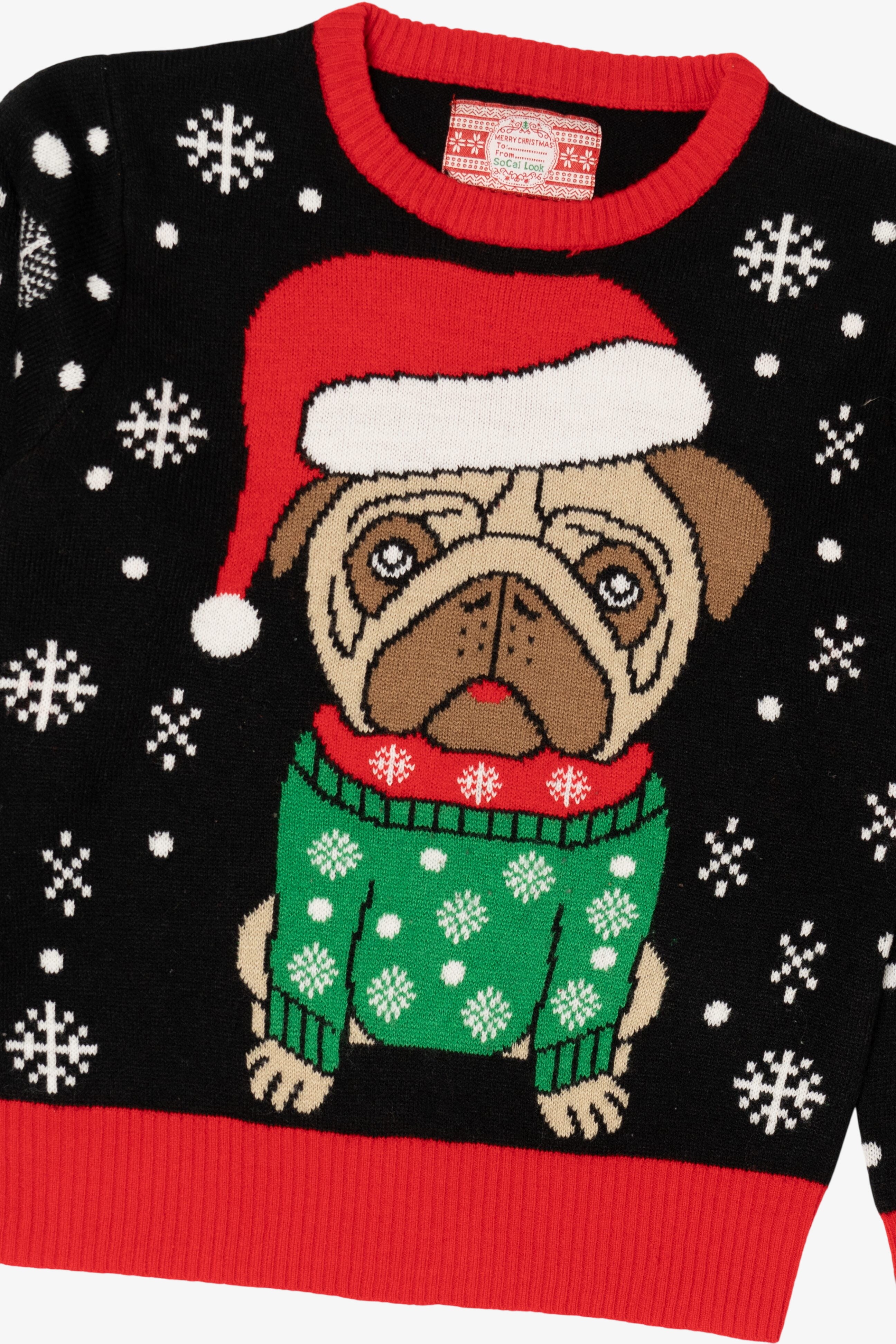 Kids Santa Pug Dog Ugly Christmas Pullover (2010s)
