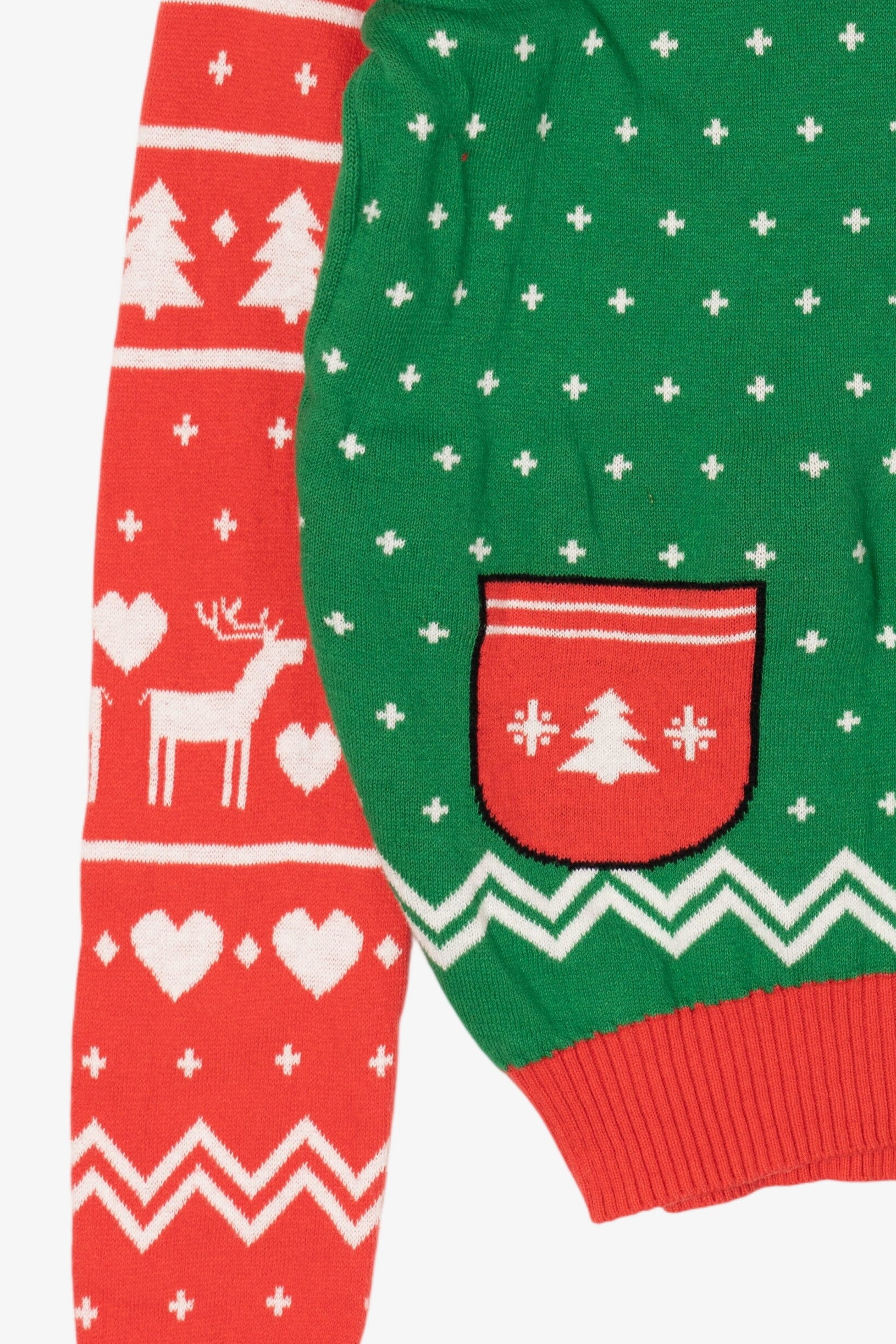Kids Green Holiday Sweater Hooded Ugly Christmas Pullover (2010s)