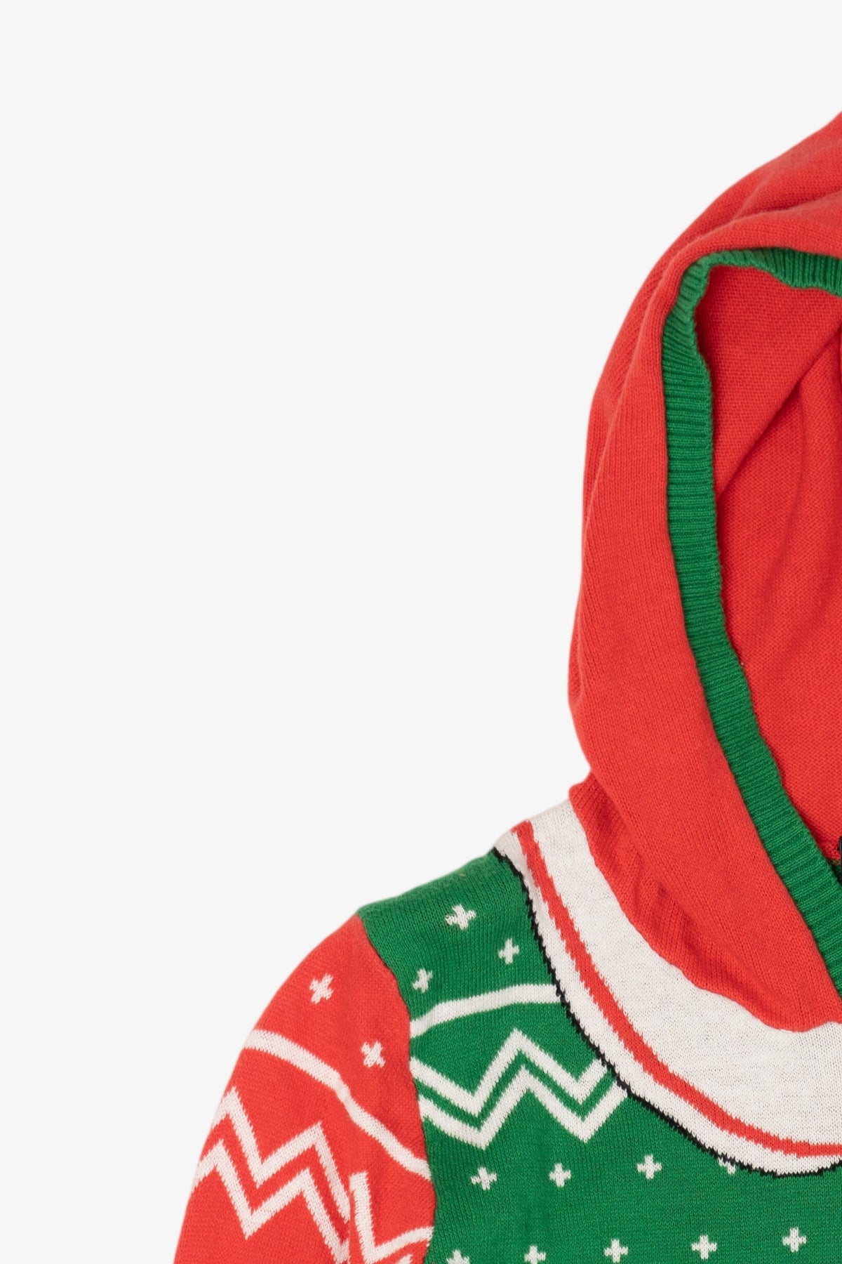 Kids Green Holiday Sweater Hooded Ugly Christmas Pullover (2010s)
