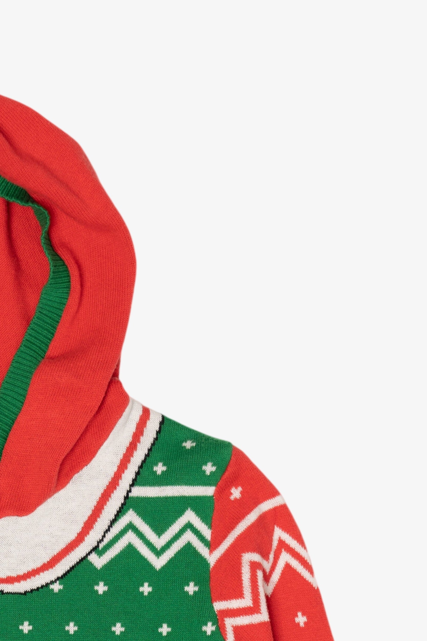 Kids Green Holiday Sweater Hooded Ugly Christmas Pullover (2010s)