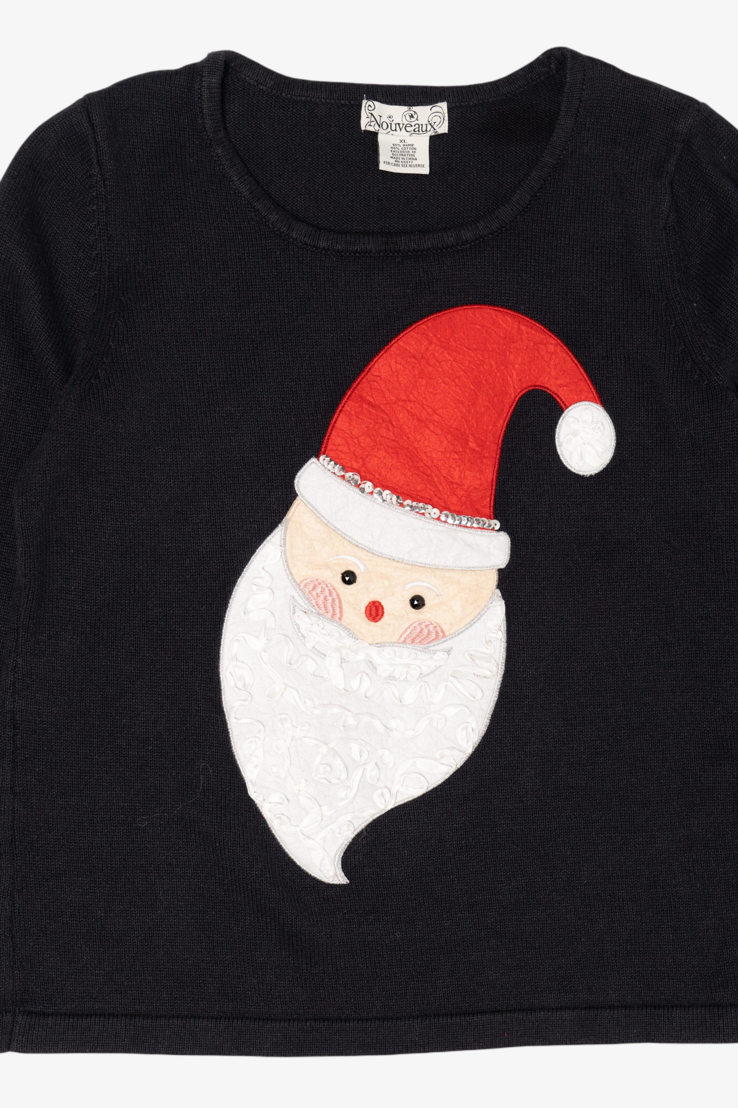 Vintage Black Nouveaux Santa Ugly Christmas Pullover (2000s)
