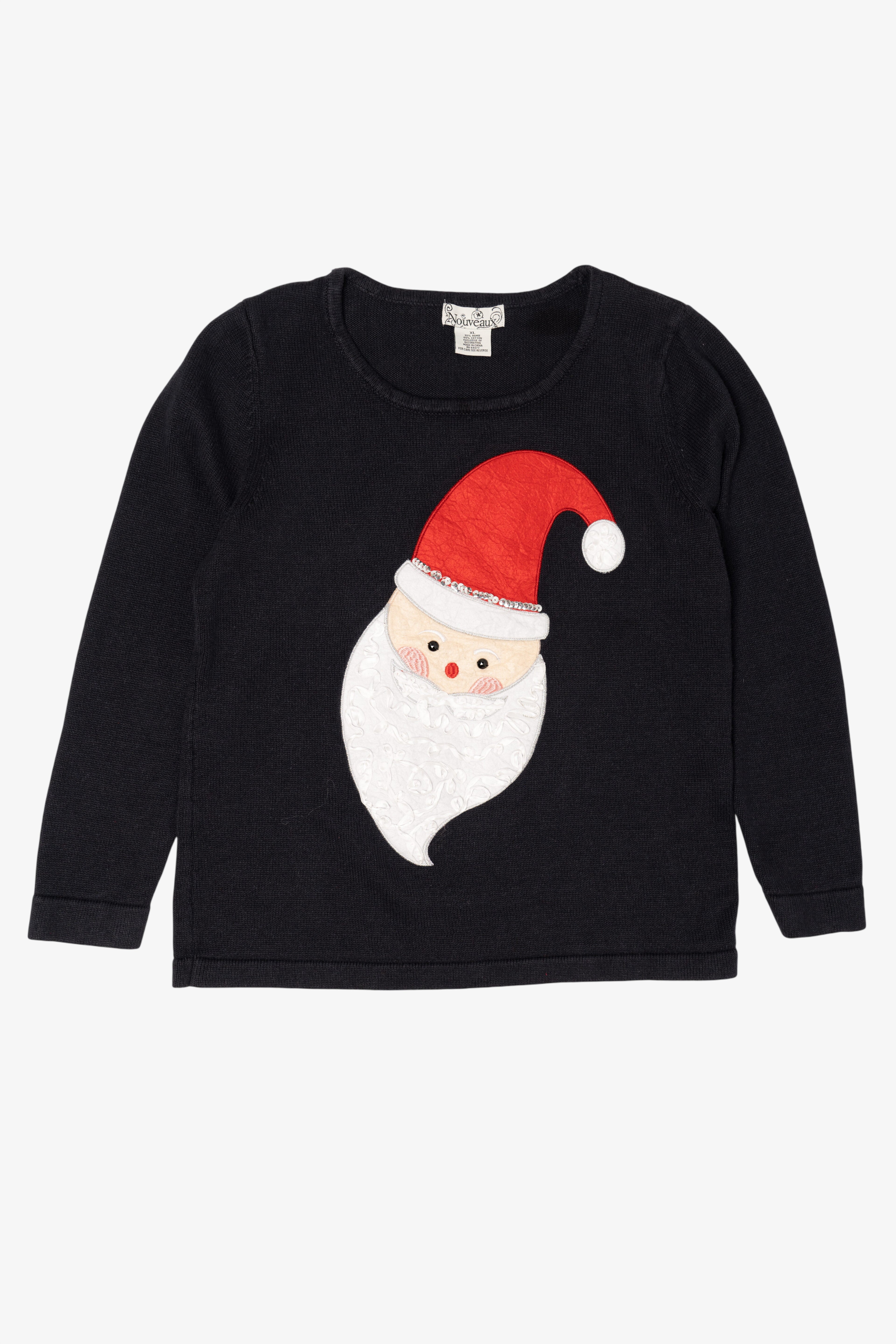 Vintage Black Nouveaux Santa Ugly Christmas Pullover (2000s)