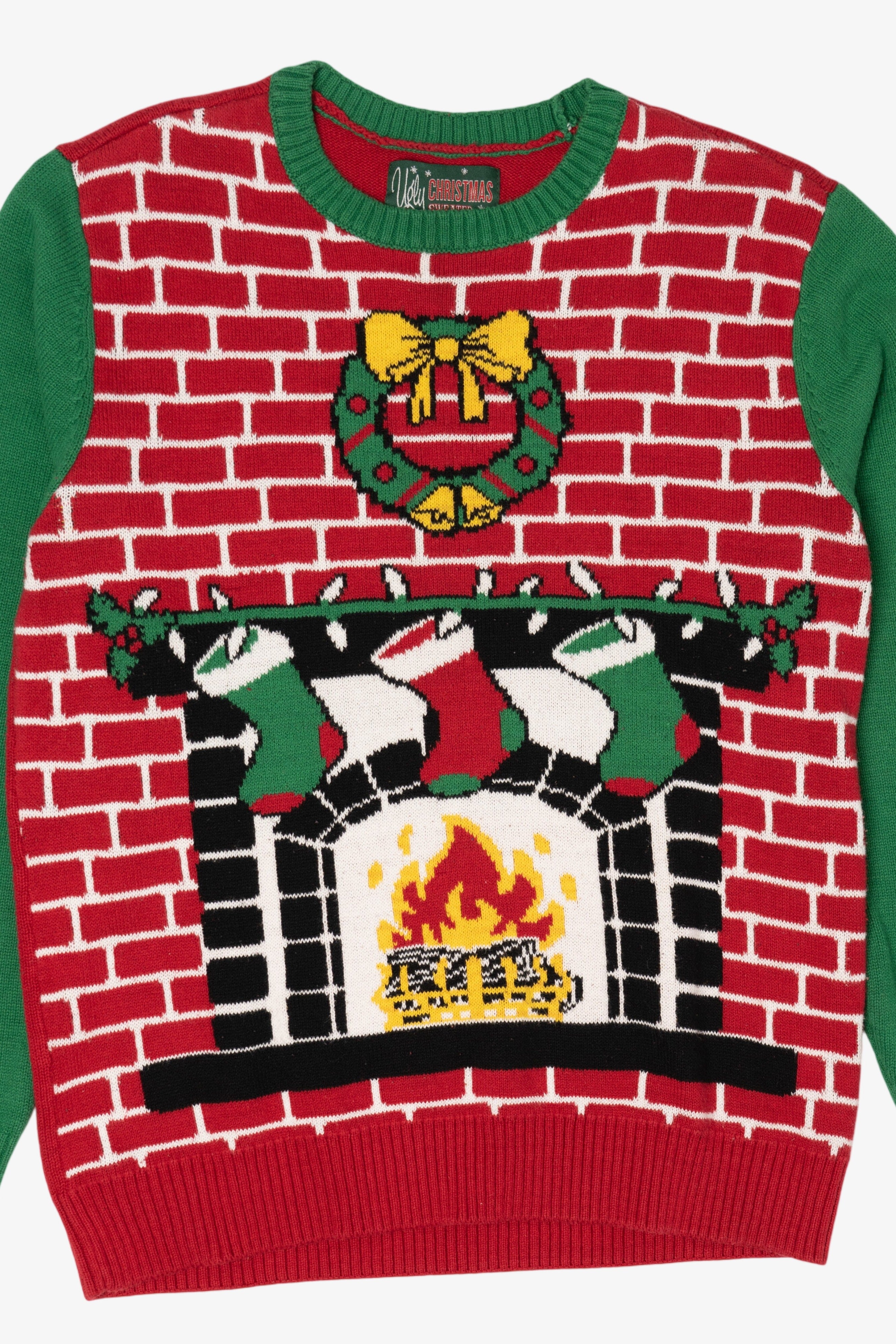 Stocking On Fireplace Ugly Christmas Pullover (2010s)
