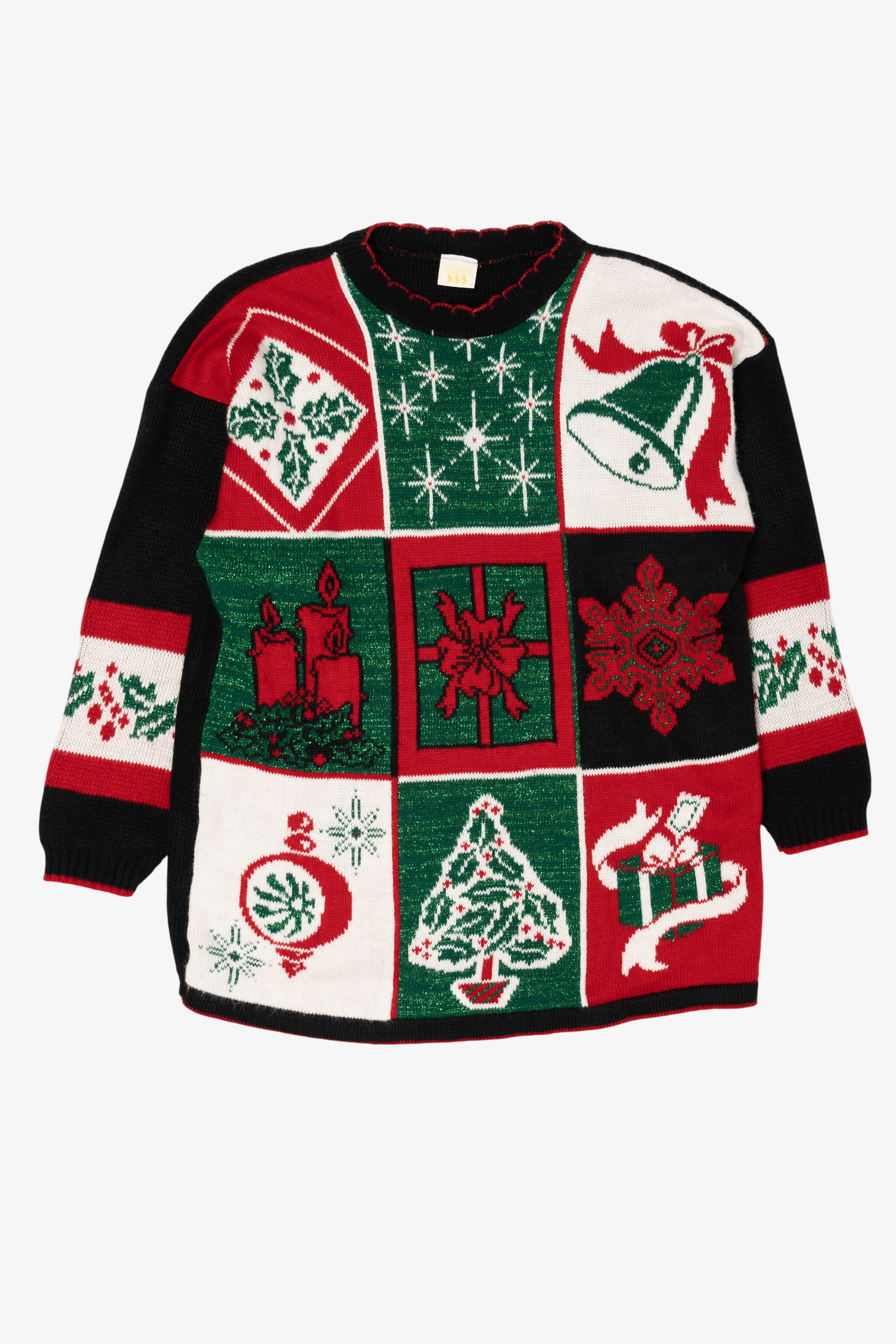 Vintage Black Holiday Time Ugly Christmas Pullover (1980s)