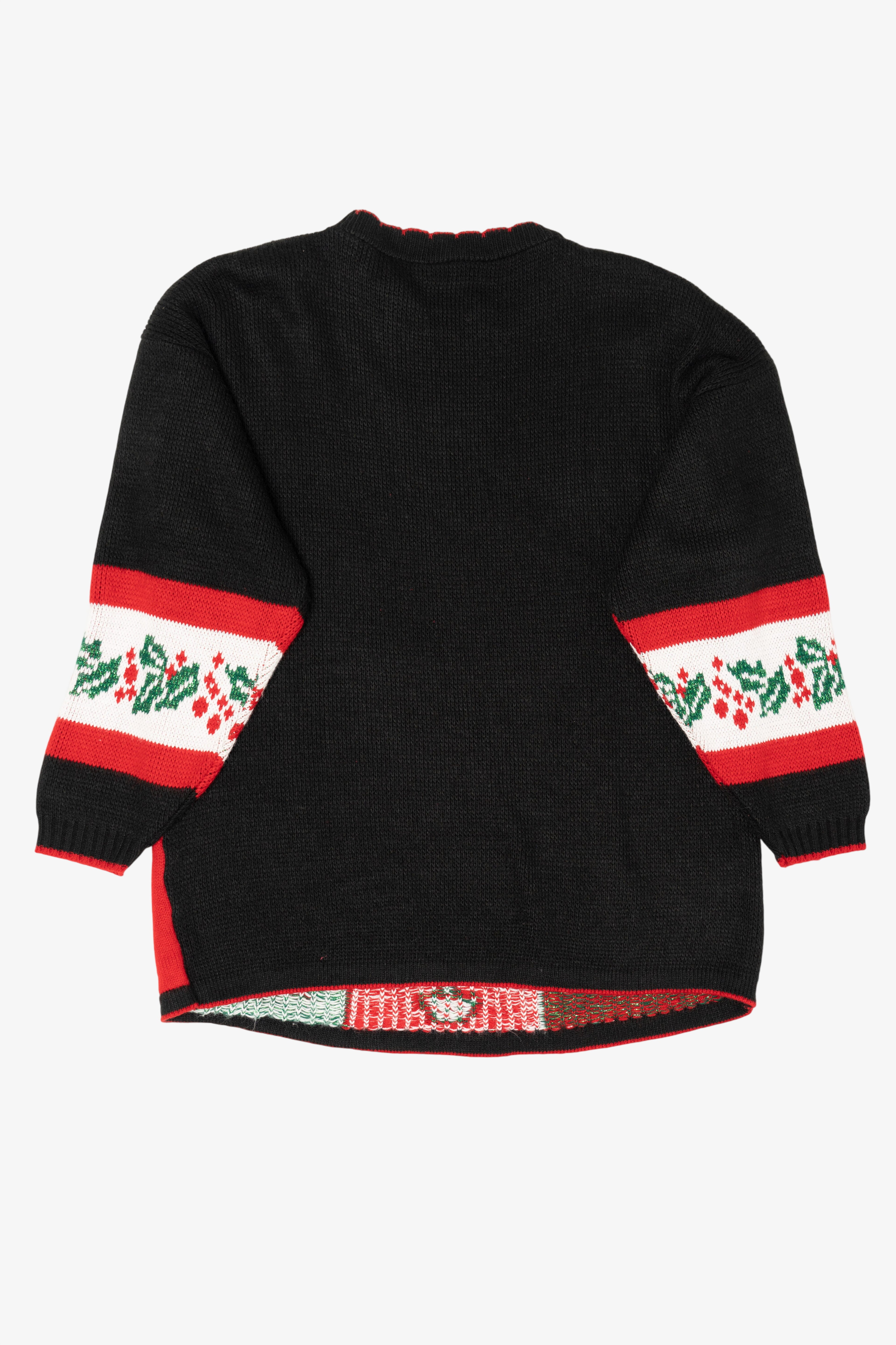 Vintage Black Holiday Time Ugly Christmas Pullover (1980s)