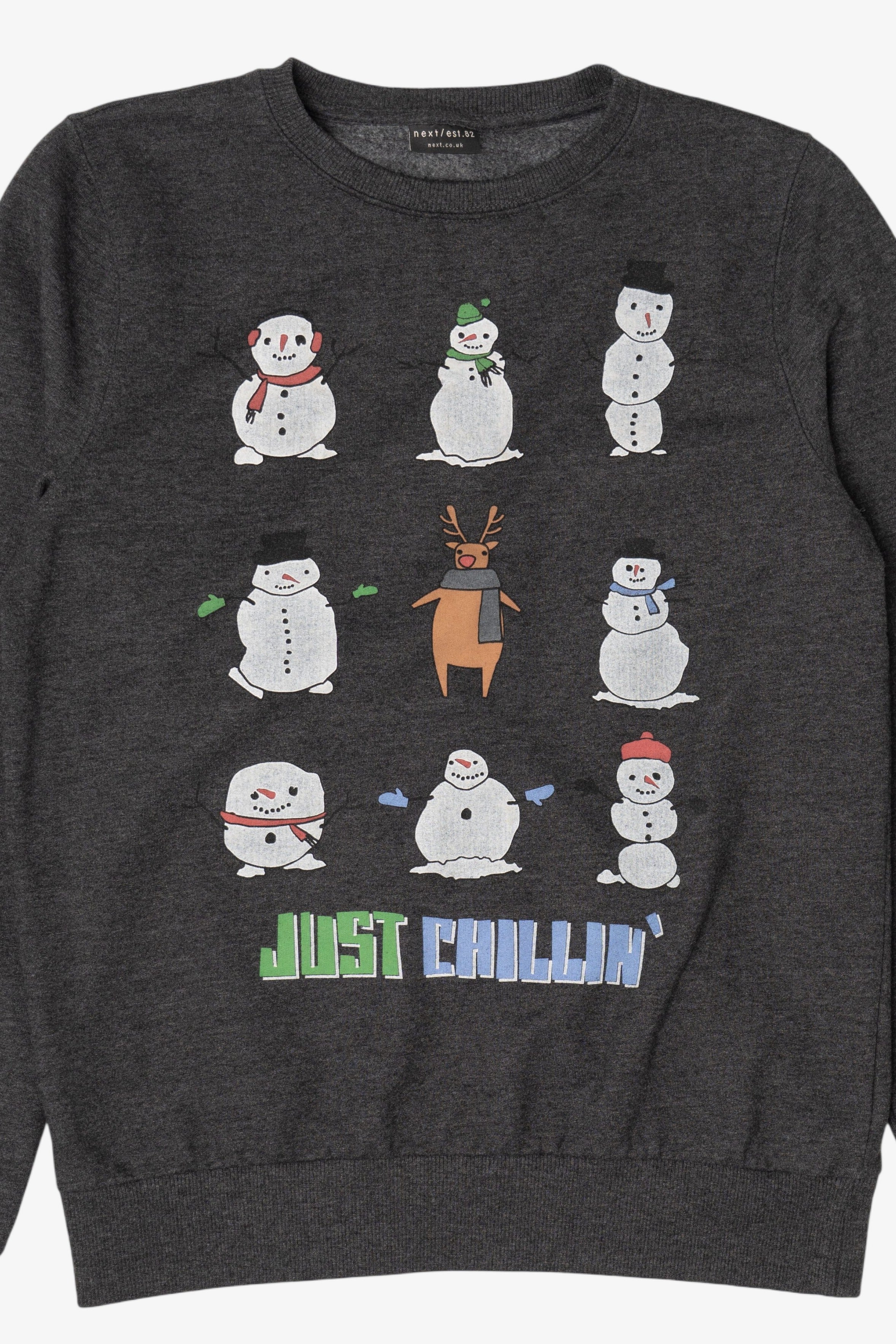 Charcoal Next Snowmen "Just Chillin" Ugly Christmas Sweatshirt (2020s)
