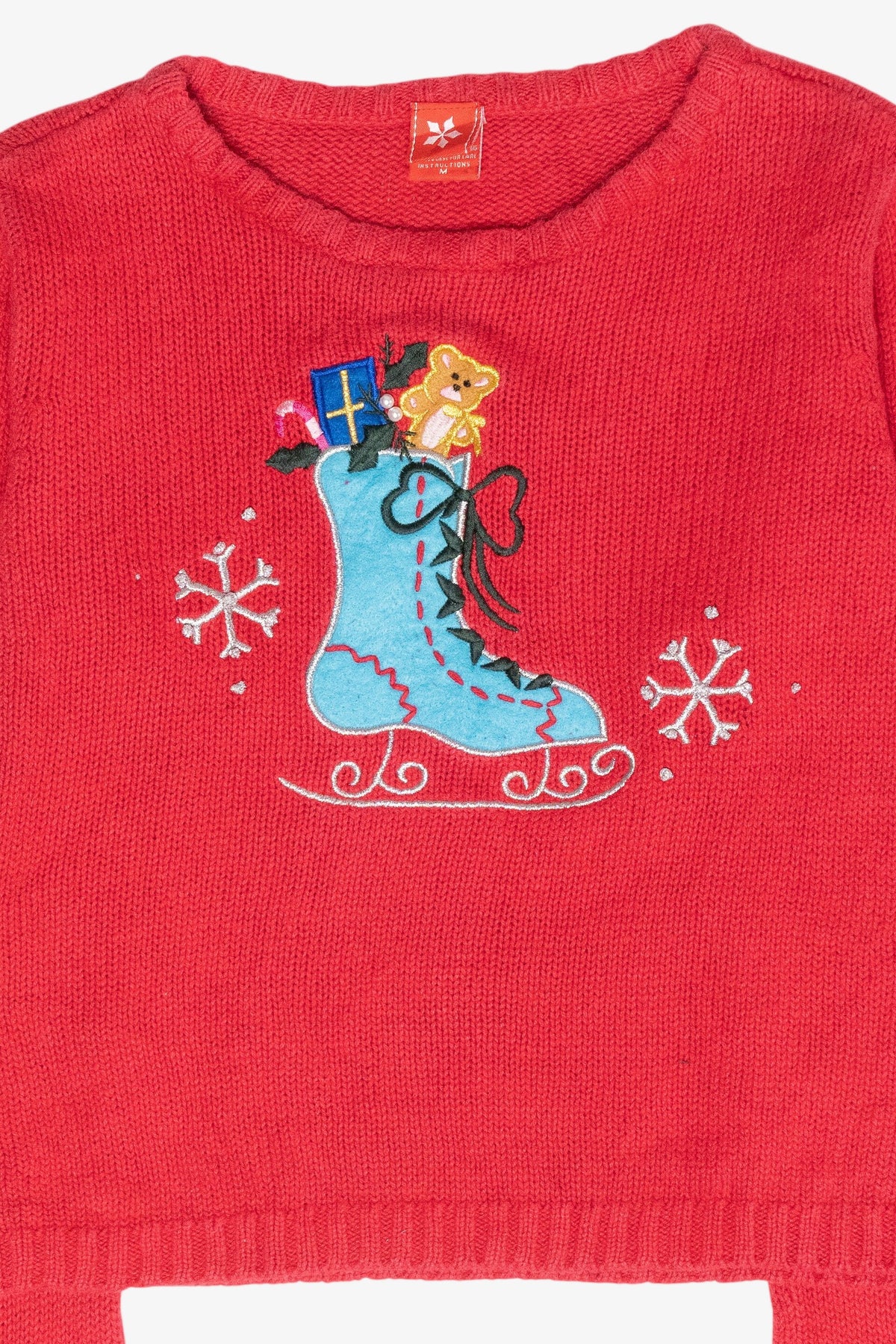 Kids Size Ice Skate Vintage Ugly Christmas Sweater (2000s)