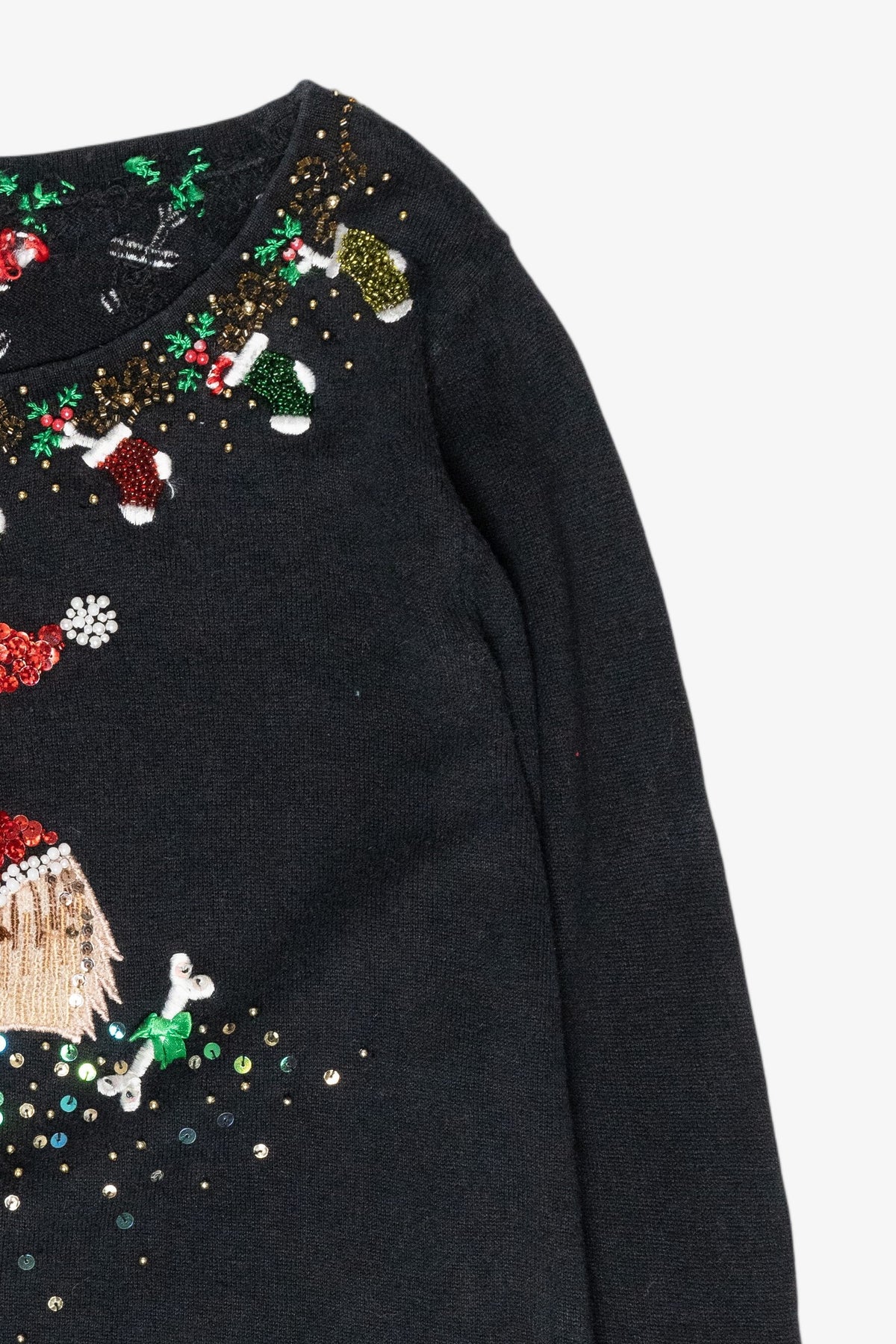 Sequin Dog Vintage Ugly Christmas Pullover (1990s)