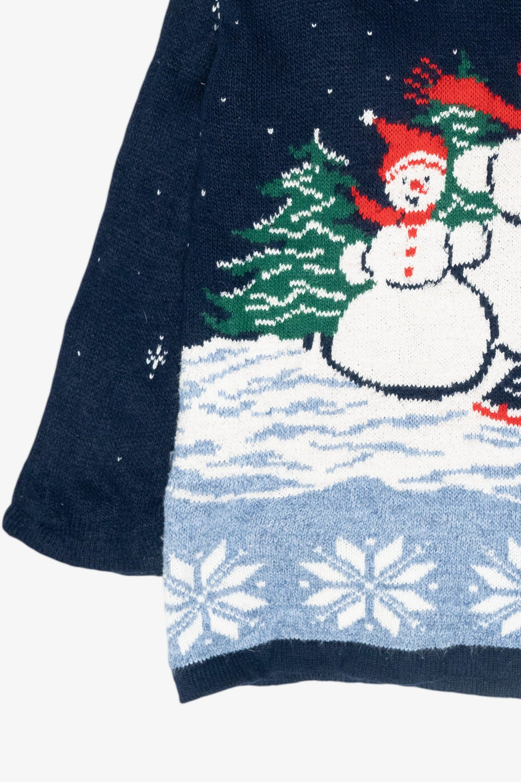 Sledding Snowmen Vintage Ugly Christmas Sweater (1980s)
