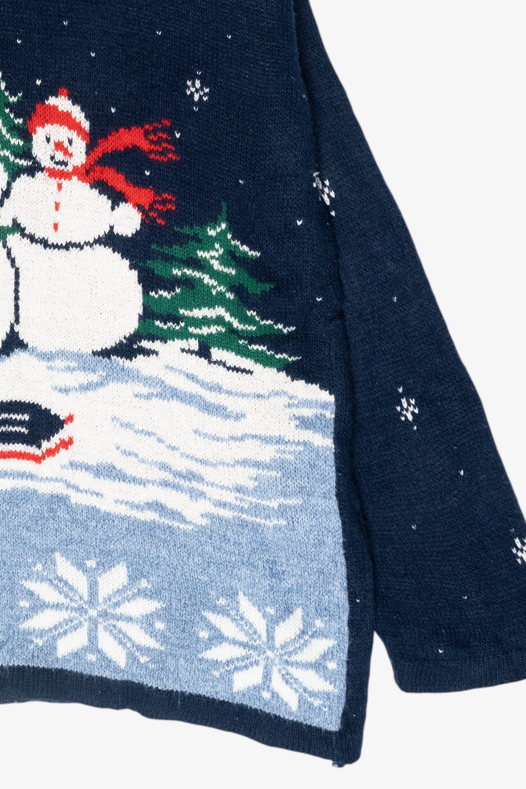 Sledding Snowmen Vintage Ugly Christmas Sweater (1980s)