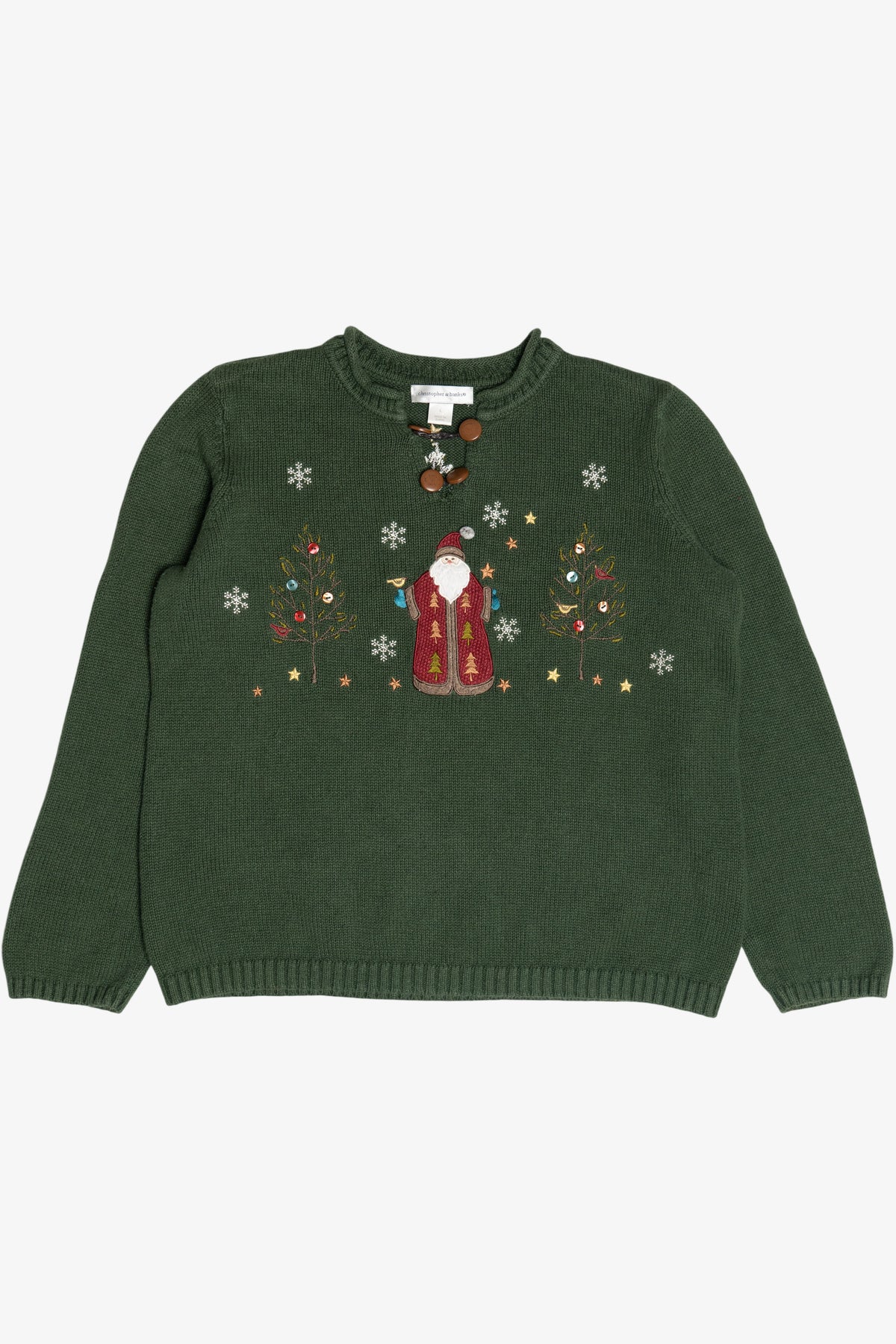 Vintage Christopher & Banks Santa Ugly Christmas Sweater (2000s)