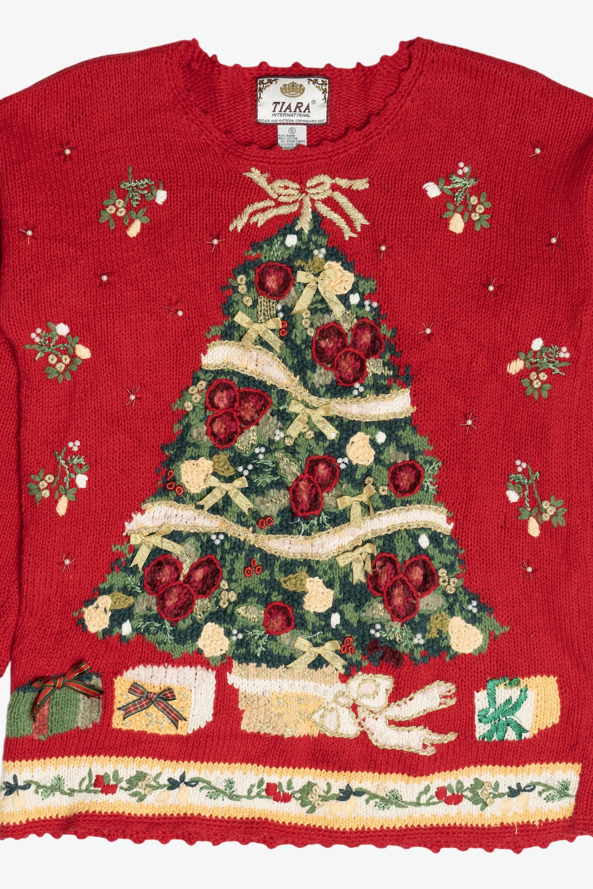 Vintage Tiara International Holiday Tree Ugly Christmas Sweater (1990s)