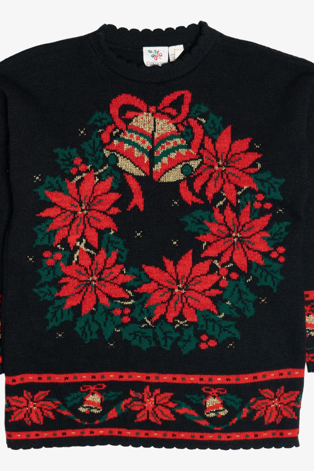 Vintage Holiday Wreath Ugly Christmas Sweater (1980s)