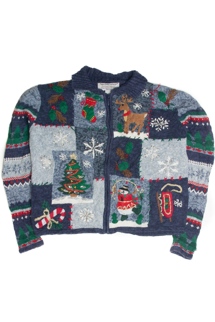 Vintage Blue Ugly Christmas Cardigan 60841