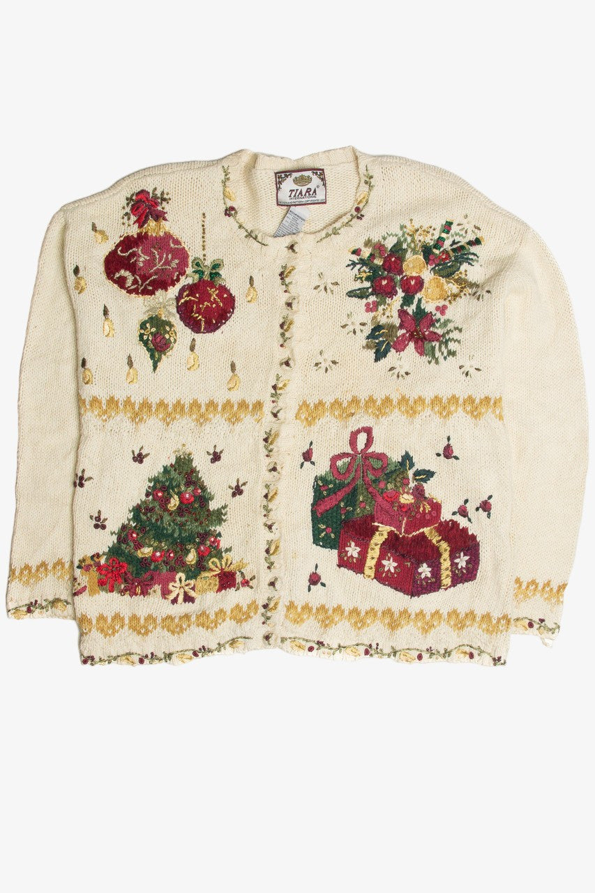 Vintage White Ugly Christmas Cardigan 60937